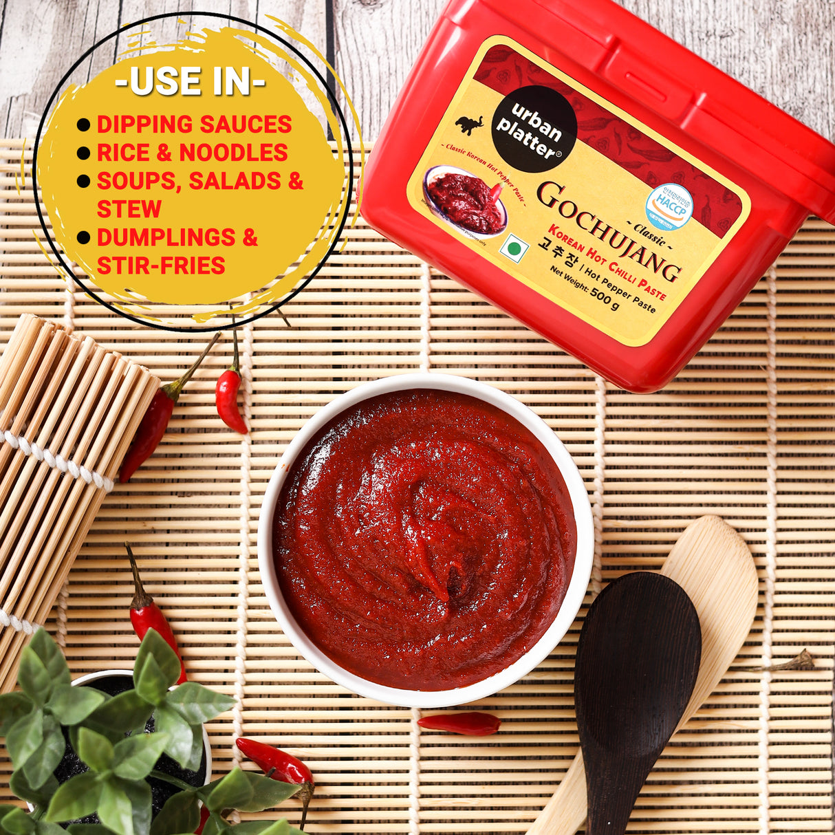 Urban Platter Classic Korean Gochujang, 500g (Plant-Based Fermented Hot Chilli Paste | Unique Umami Flavour | Essential for Korean Cooking)