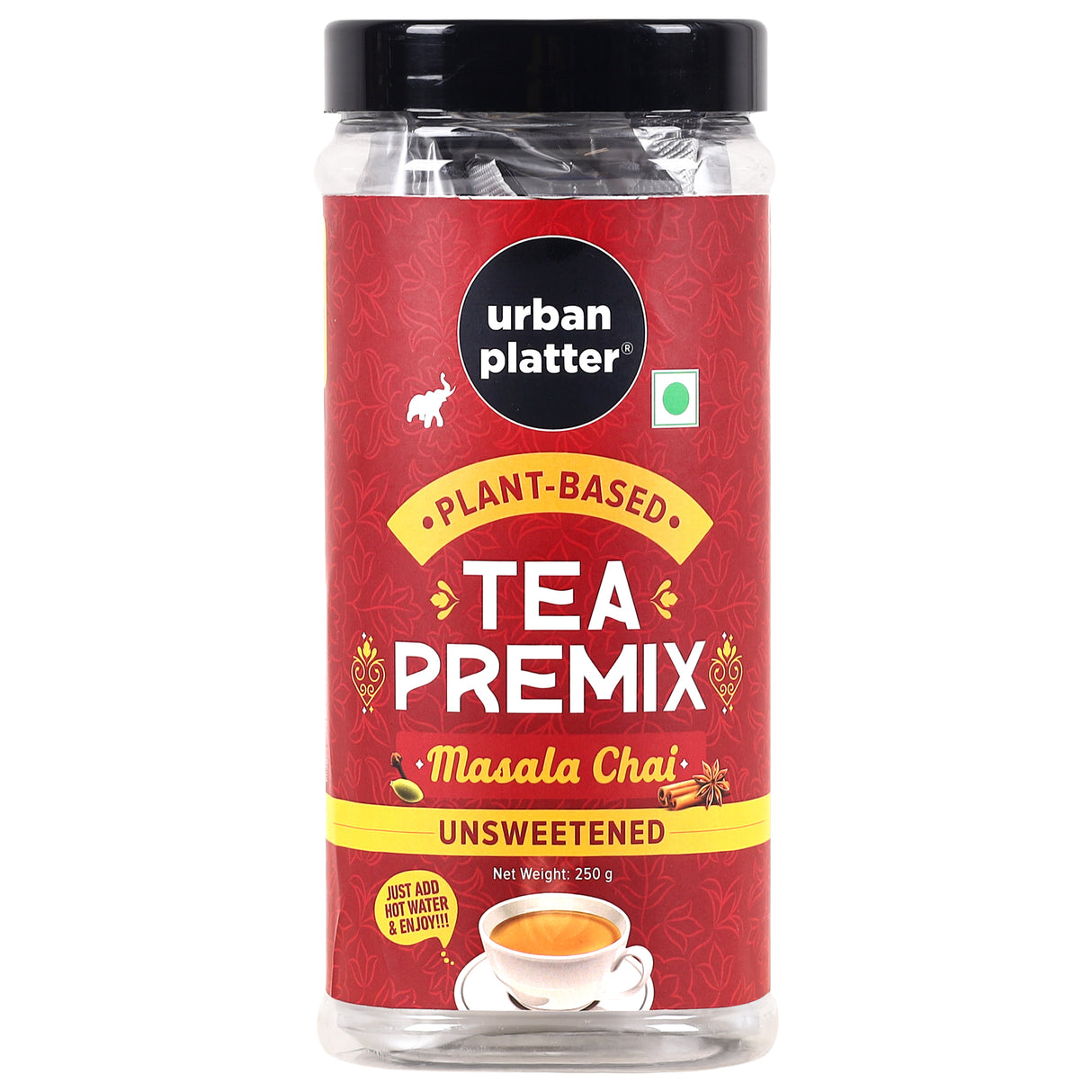 Urban Platter Unsweetened Tea Premix, Masala Chai, 250g (Just Add Water, No Sugar, Masala Tea, Dairy-Free Instant Tea) - front pack