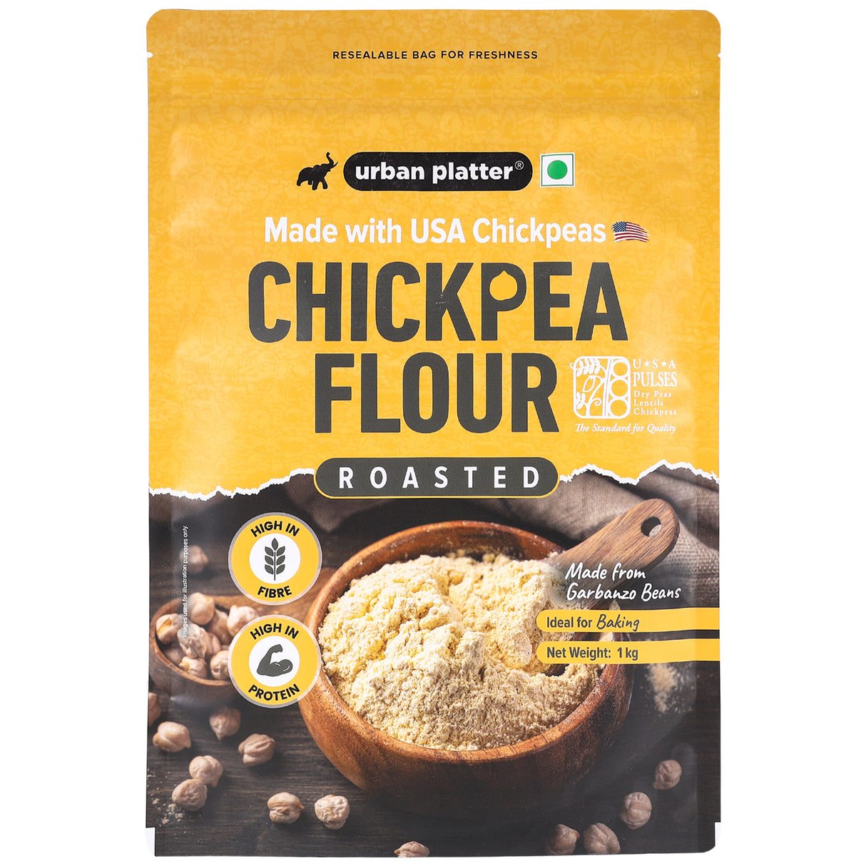 USA Roasted Chickpeas Flour, 1Kg (Besan, High in Fiber & Protein, Ideal for Baking, Gluten-free)