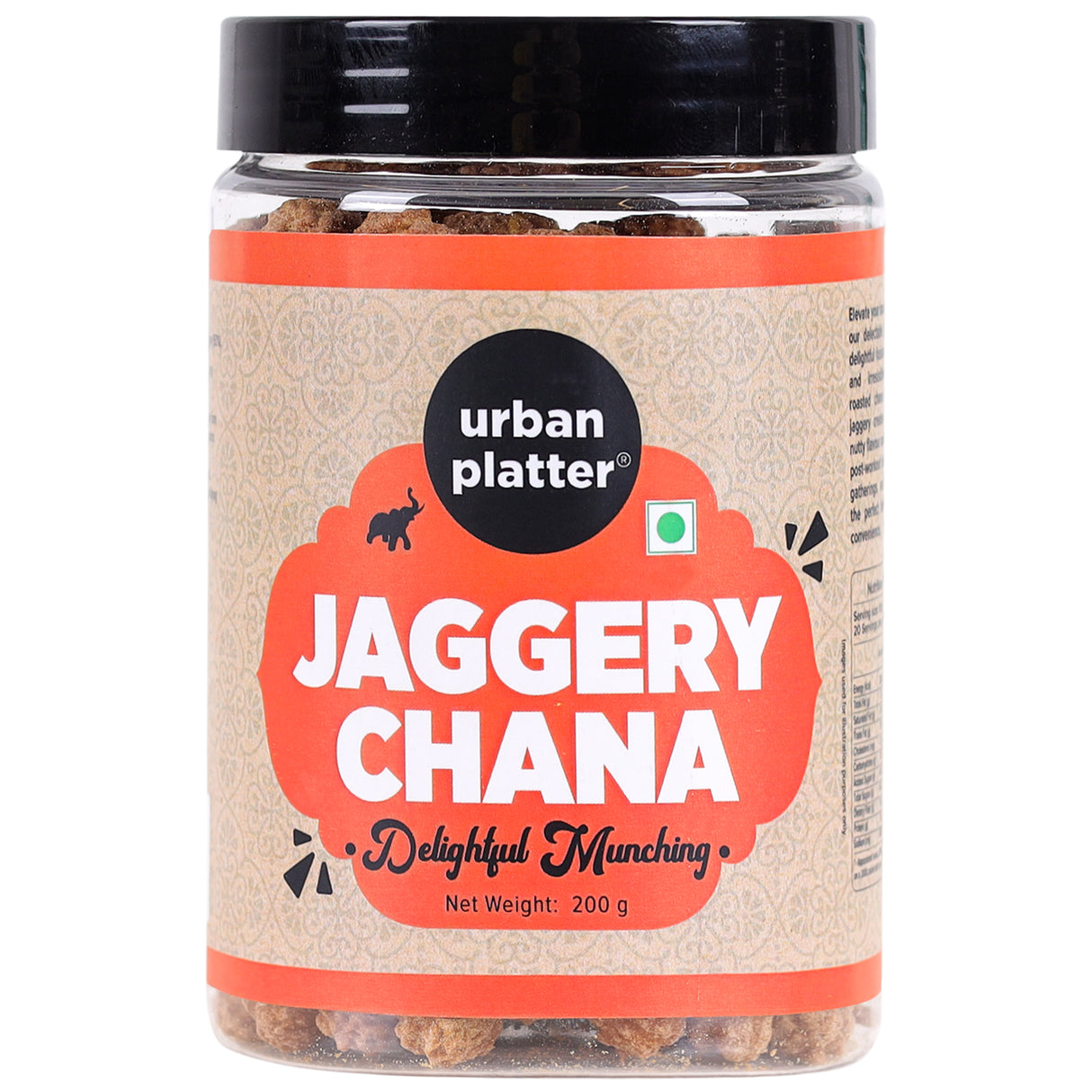 Urban Platter Jaggery Chana, 200g (Desi Gur Chana, Roasted Chickpeas Coated in Gud)