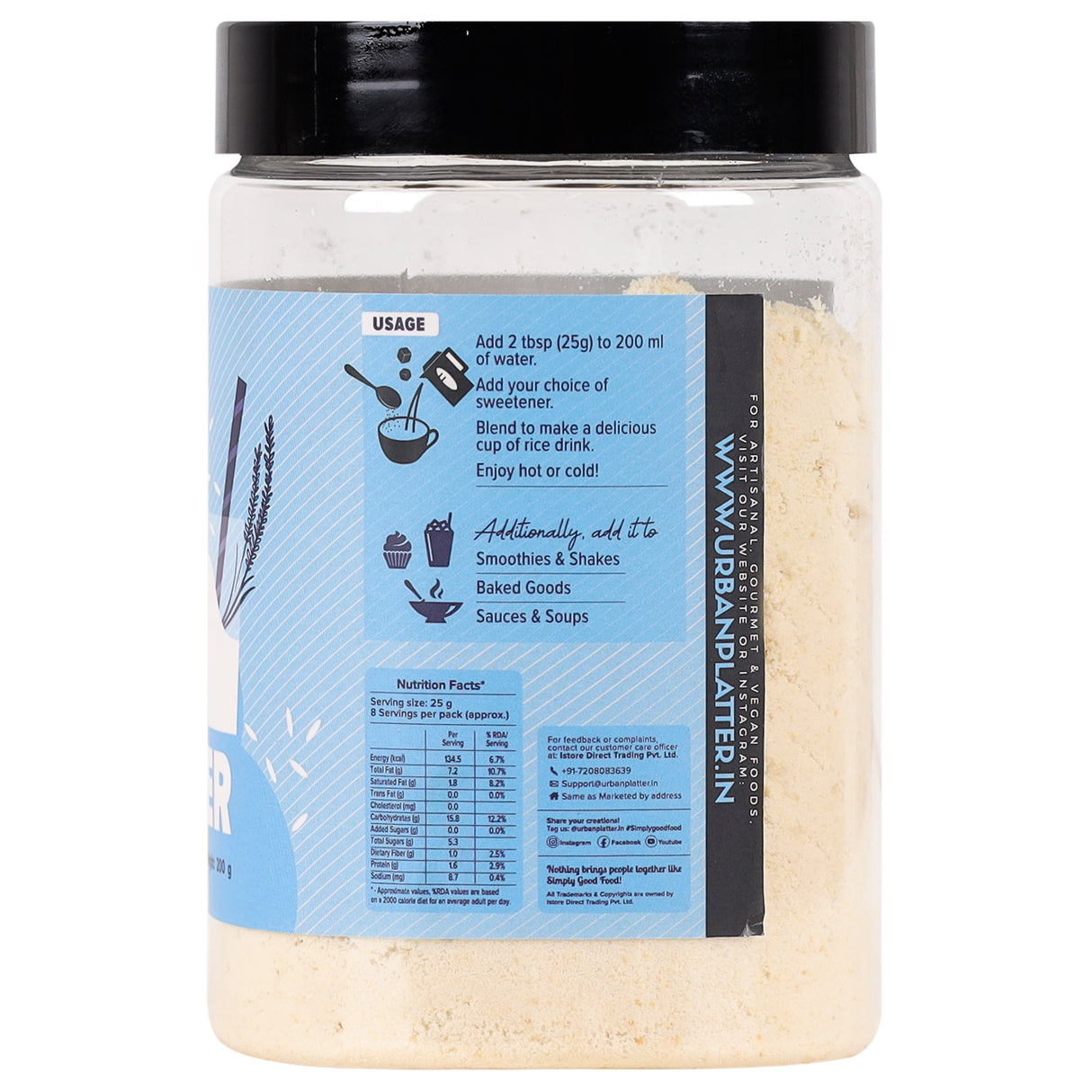 Urban Platter Rice Drink Powder, 200g (Creamy, and Sweet Dairy-free Drink Alternative) - product image 3