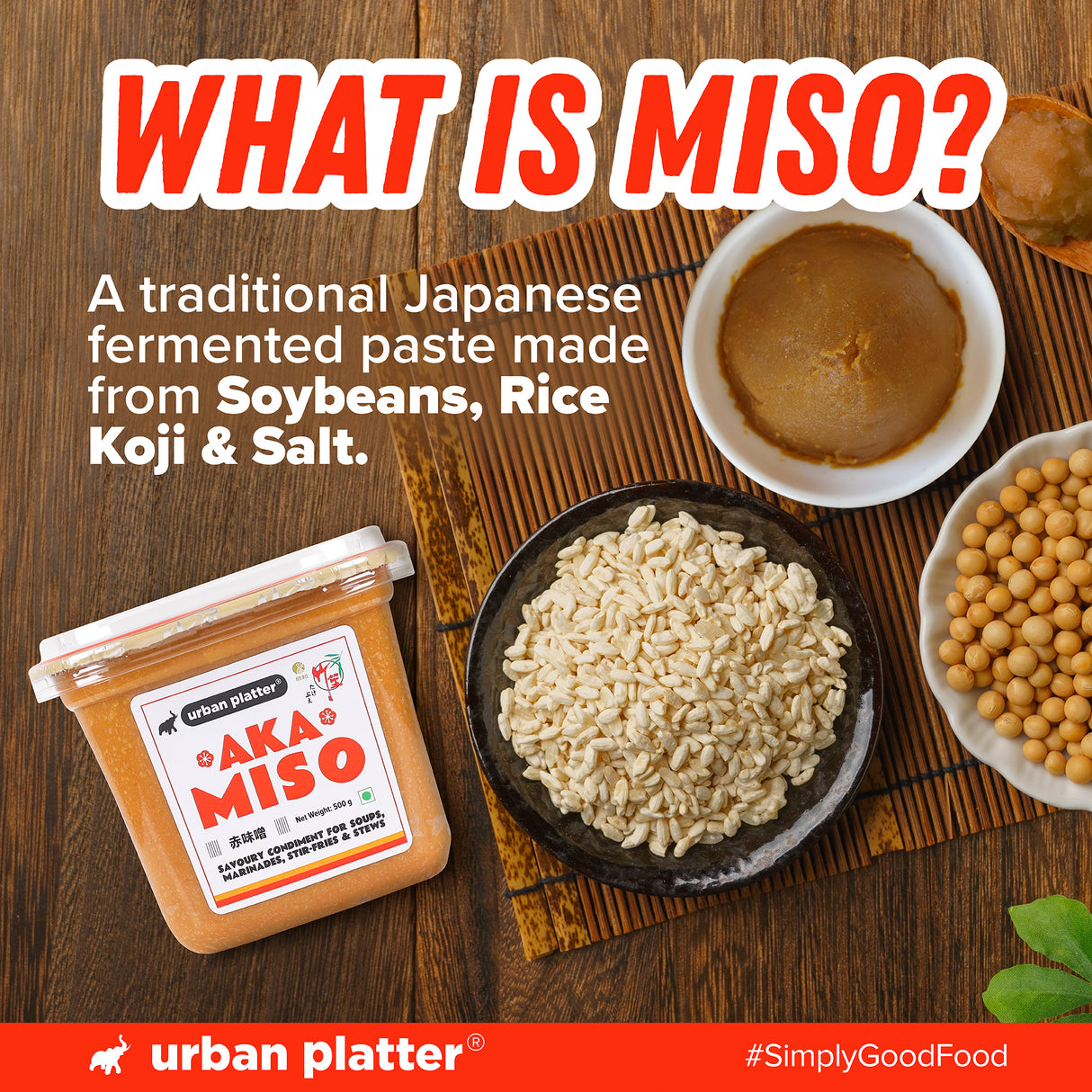 Urban Platter Aka Miso, 500g (Dark Miso | Strong Flavours | Soy Based | Japanese Staple)
