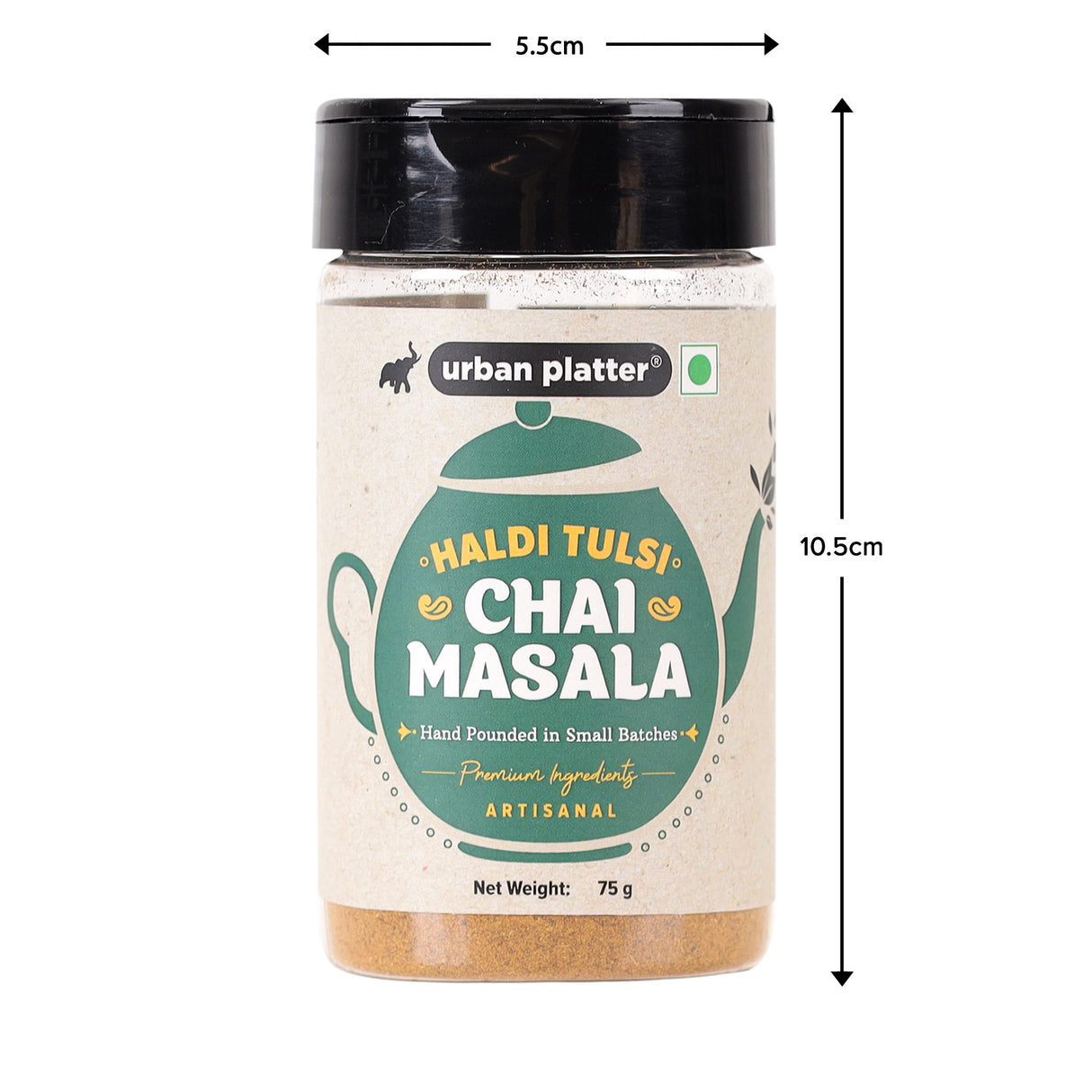 Haldi Tulsi Chai Masala, 75g (Turmeric & Basil | Artisanal Tea Spice | Hand Pounded | Strong Aroma and Flavour)