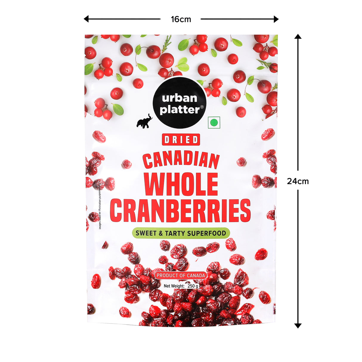 Urban Platter Dried Canadian Whole Cranberry, 250g (Dried Fruit Berries | Snack Pack | Sweet & Tarty)