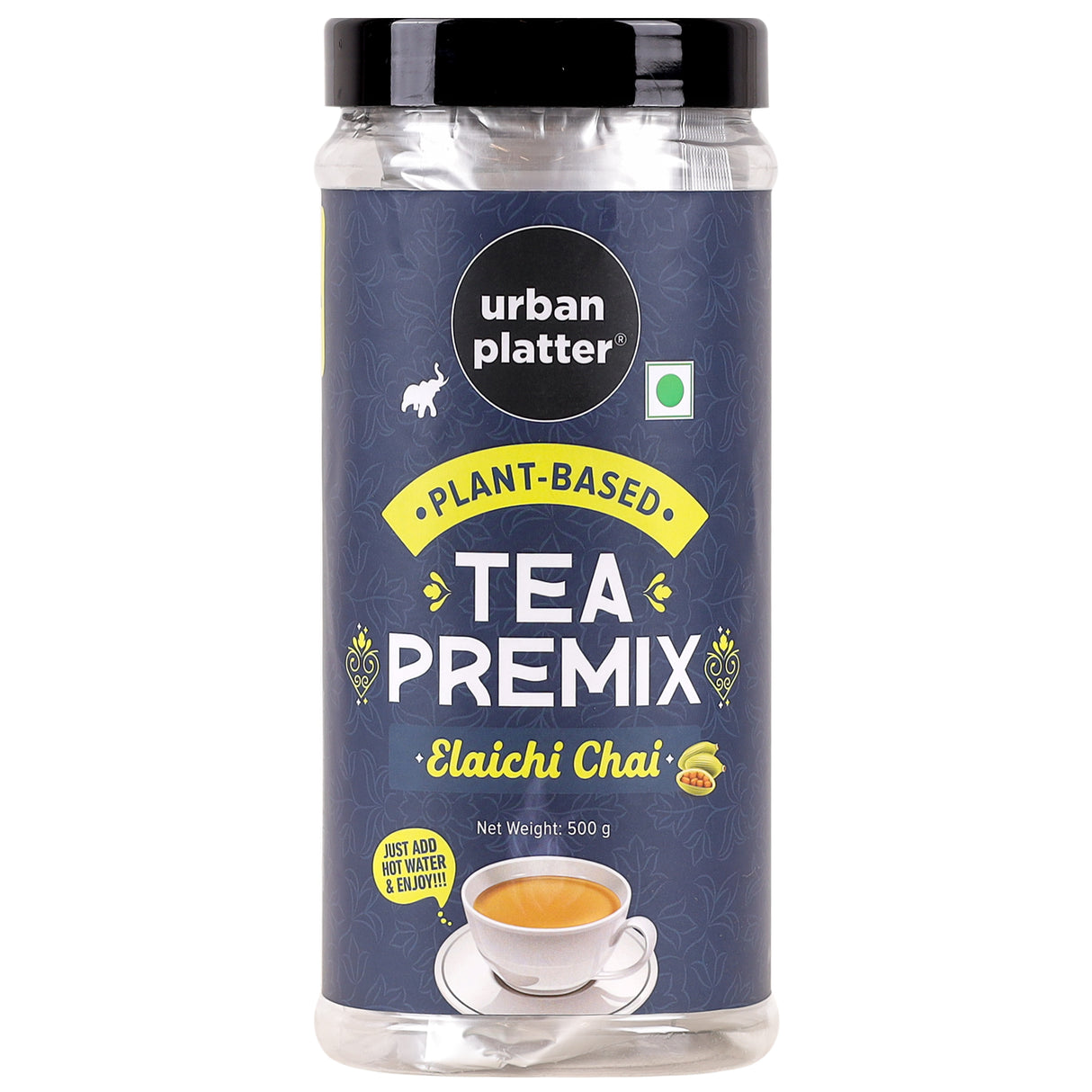 Urban Platter Tea Premix, Elaichi Chai, 500g (Just Add Water, Cardamom Tea, Dairy-Free Instant Tea) - front pack