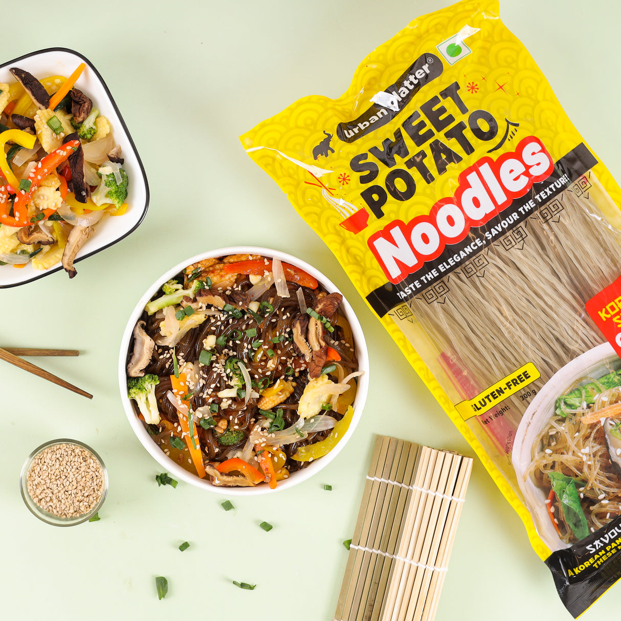 Urban Platter Sweet Potato Noodles (Dangmyeon), 300g (Korean Style Japchae Noodles| Glass Noodles | Additive Free | Gluten Free)