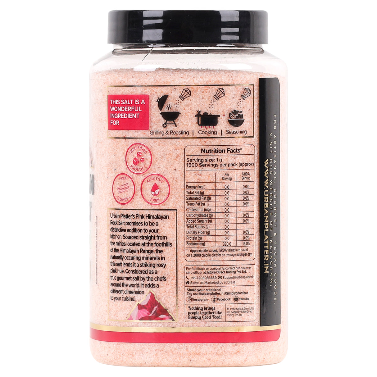 Urban Platter Pink Himalayan Rock Salt Powder, 1.5kg (Mineral-Rich Salt | Unrefined & Pure | Sendha Namak | Non-Iodised | Optically Sorted)