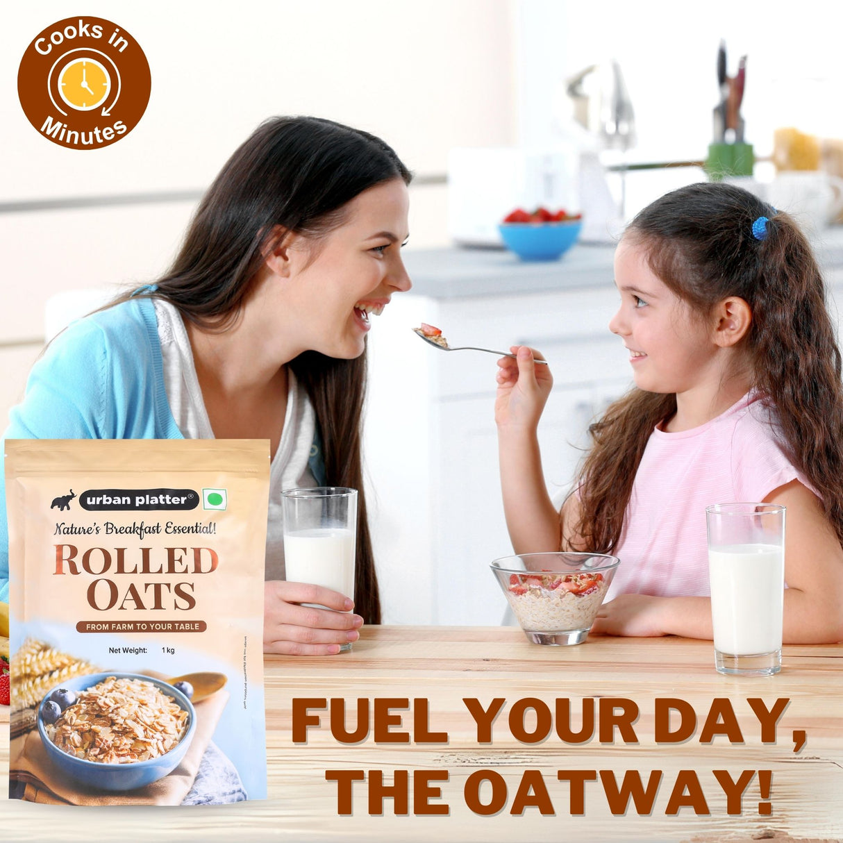 Rolled Oats, 1Kg (100% Whole Grain | High-fibre | High-Protein)