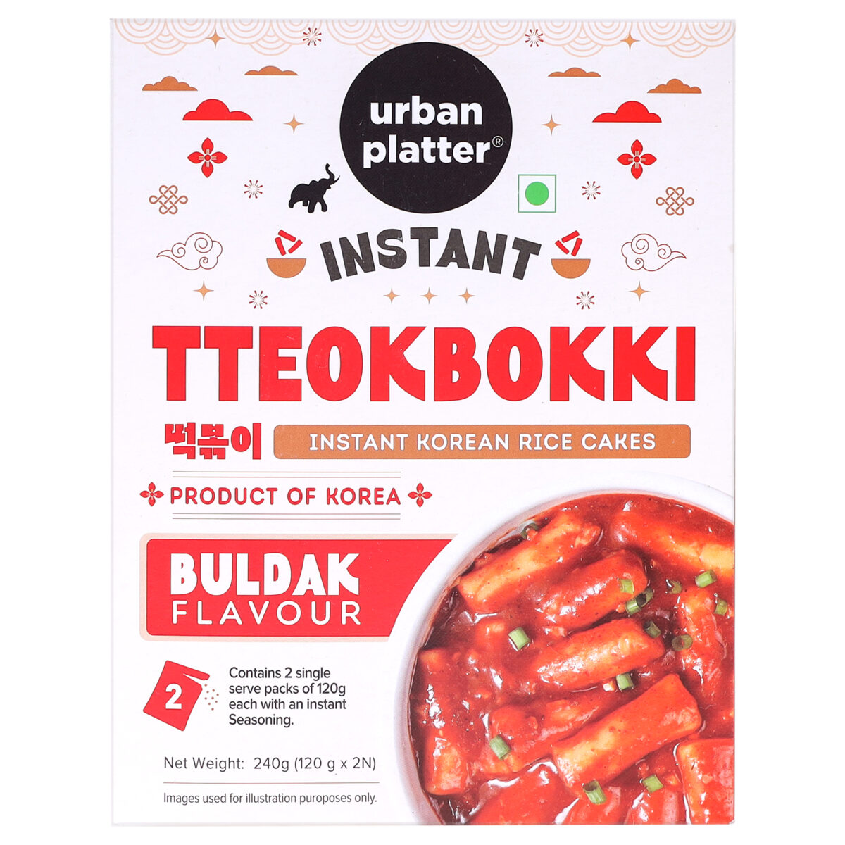 Backup Copy - Urban Platter Instant Tteokbokki - Buldak, 240g (With Seasoning Premix |  Spicy Snack | Soft and Chewy Rice Cakes | Korean Street Delicacy) (Copy)