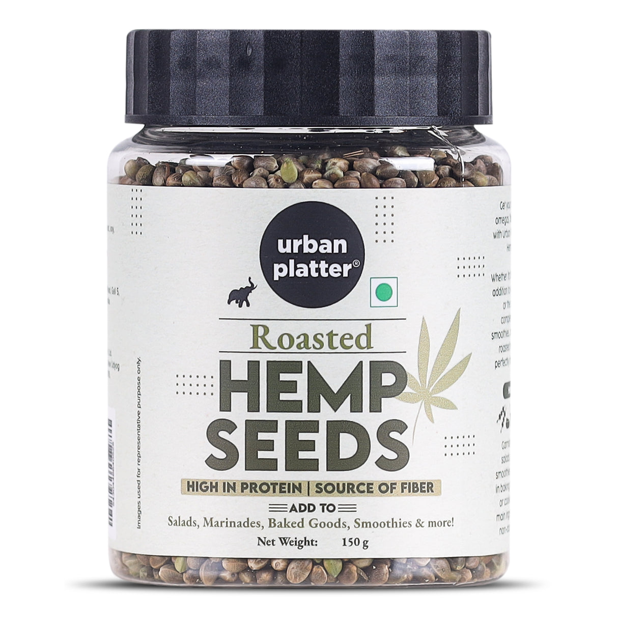 Urban Platter Roasted Hemp Seeds, 150 g (Hemp Seeds for Eating | Salad Topping | Roasted)