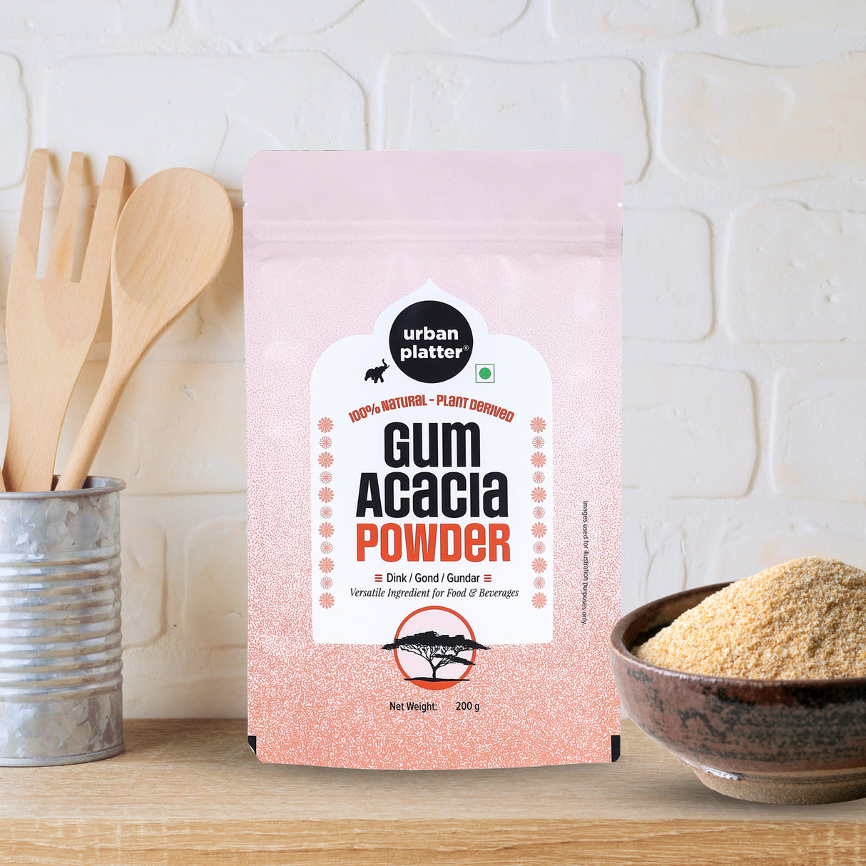 Gum Acacia Powder, 200g (Natural Dink Gond Gunder, Prebiotic Fibre, Baking Binder, Naturally Gluten-free)