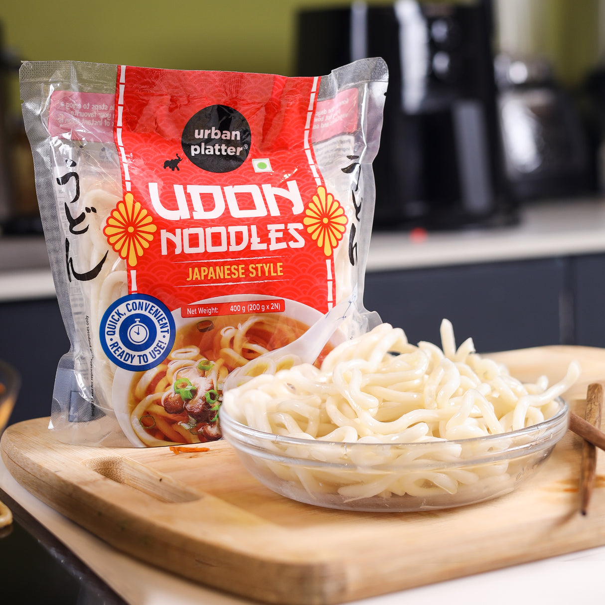 Urban Platter Thick Udon Noodles, 400g (2N x 200g | Ready to Use | Use in Ramen and Stir Fries)