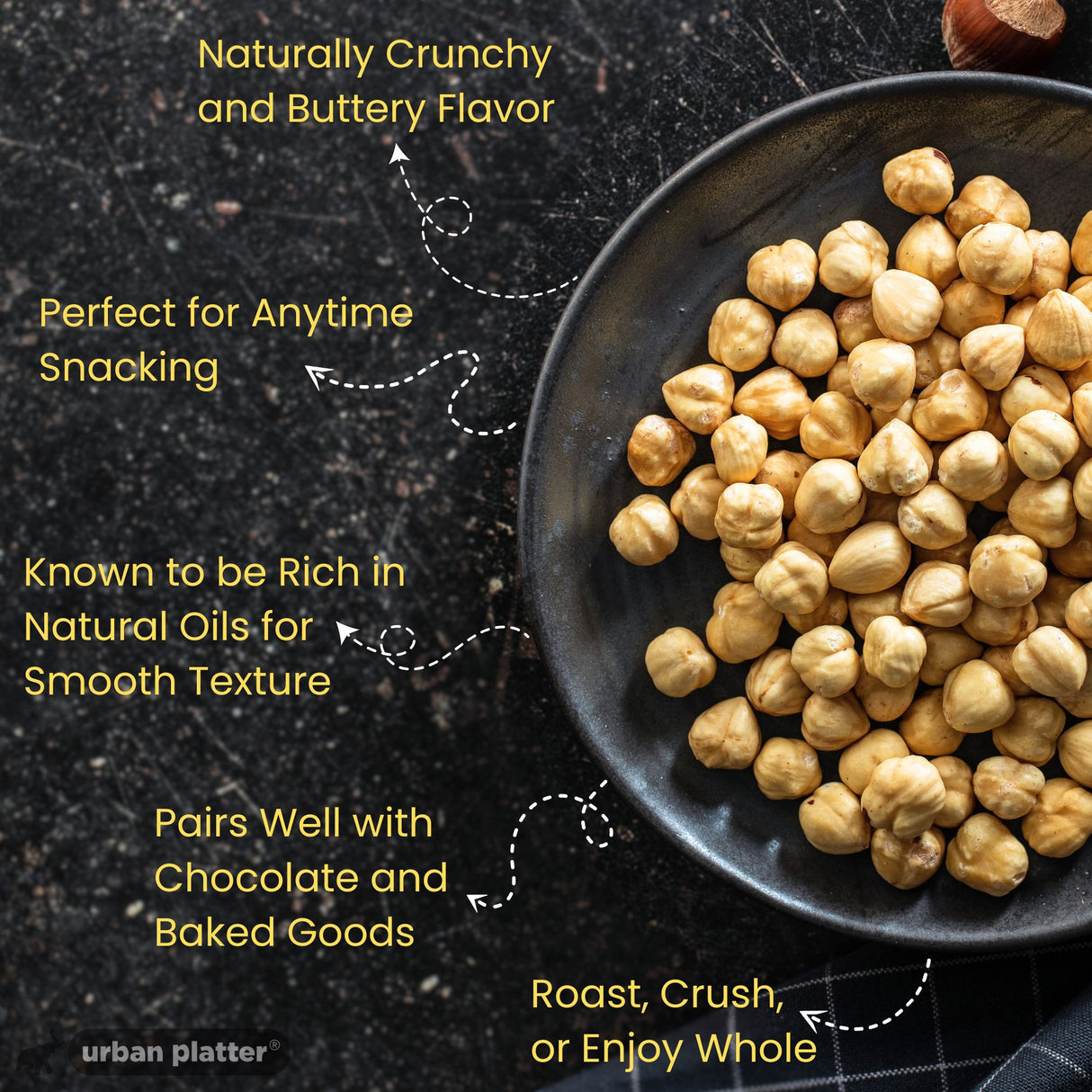 Urban Platter Exotic Hazelnut Kernels, 500g (Protein & Fibre-Rich | Nutrient-Dense | Perfect for Snacking & Desserts)