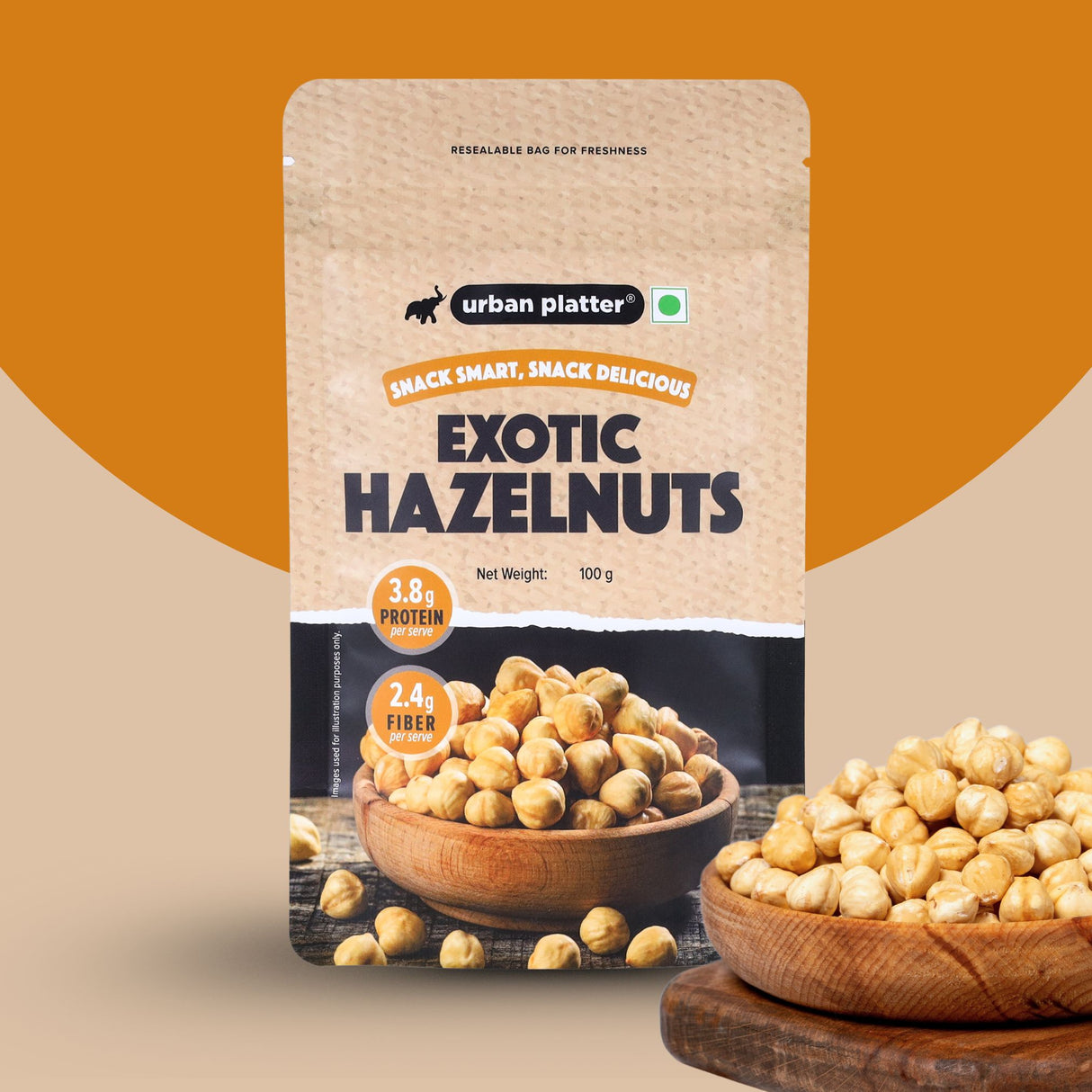 Urban Platter Exotic Hazelnut Kernels, 100g (Protein & Fibre-Rich | Nutrient-Dense | Perfect for Snacking & Desserts)