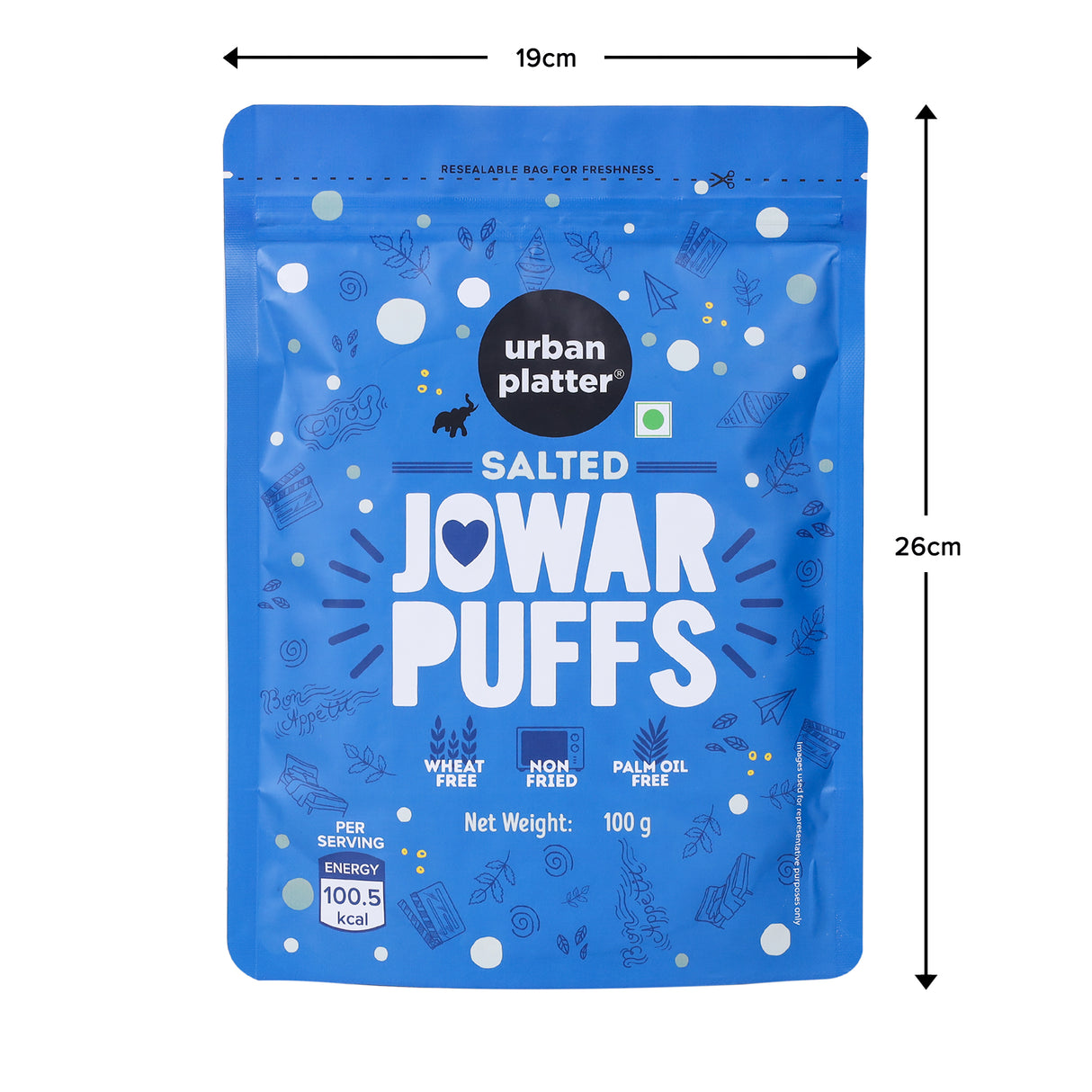 Urban Platter Jowar Puffs, 100g (Gluten-Free | Palm Oil-Free | Baked, Not Fried | Light & Crunchy | Made from Sorghum)