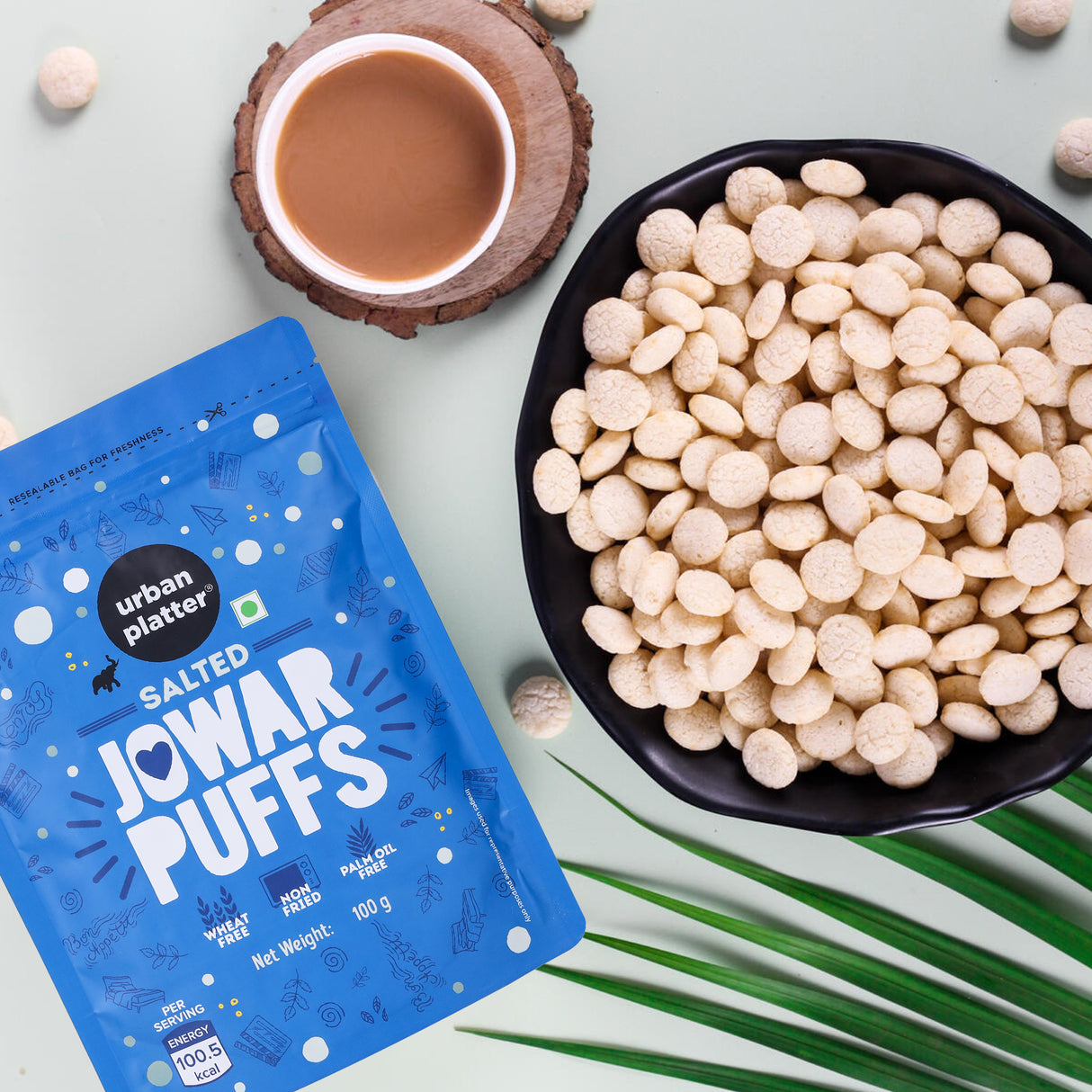 Urban Platter Jowar Puffs, 100g (Gluten-Free | Palm Oil-Free | Baked, Not Fried | Light & Crunchy | Made from Sorghum)