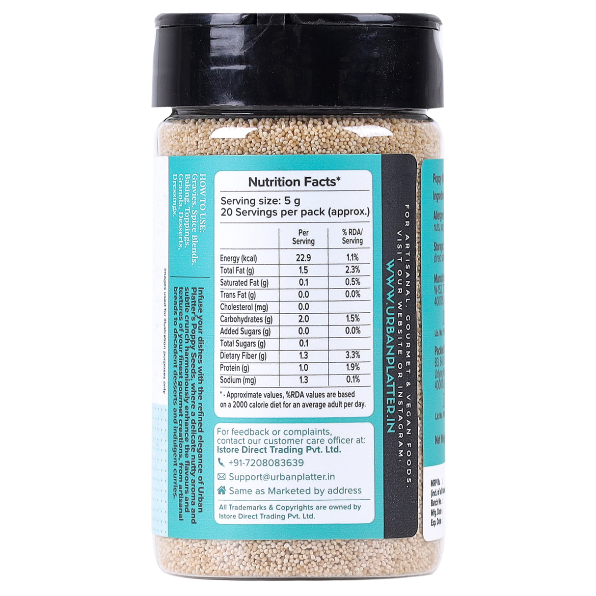 Urban Platter Poppy Seeds, 100g (Khas Khas, Posto, Natural Thickener, Additives Free)