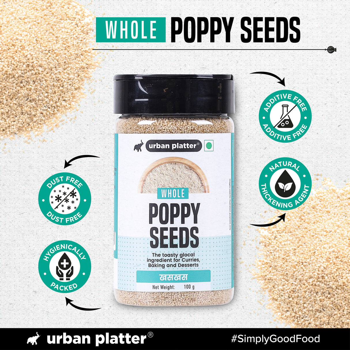 Urban Platter Poppy Seeds, 100g (Khas Khas, Posto, Natural Thickener, Additives Free)