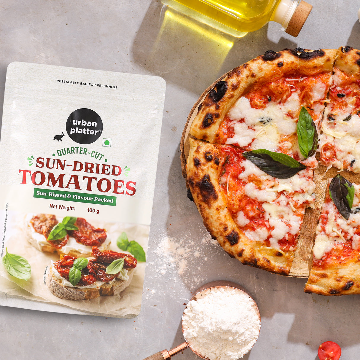 Urban Platter Sun-Dried Tomatoes, 100g (Naturally Dried Style Tomatoes, Rich Umami Flavour, Perfect for Pasta, Pesto, Salads, Sandwiches & Mediterranean Cooking)