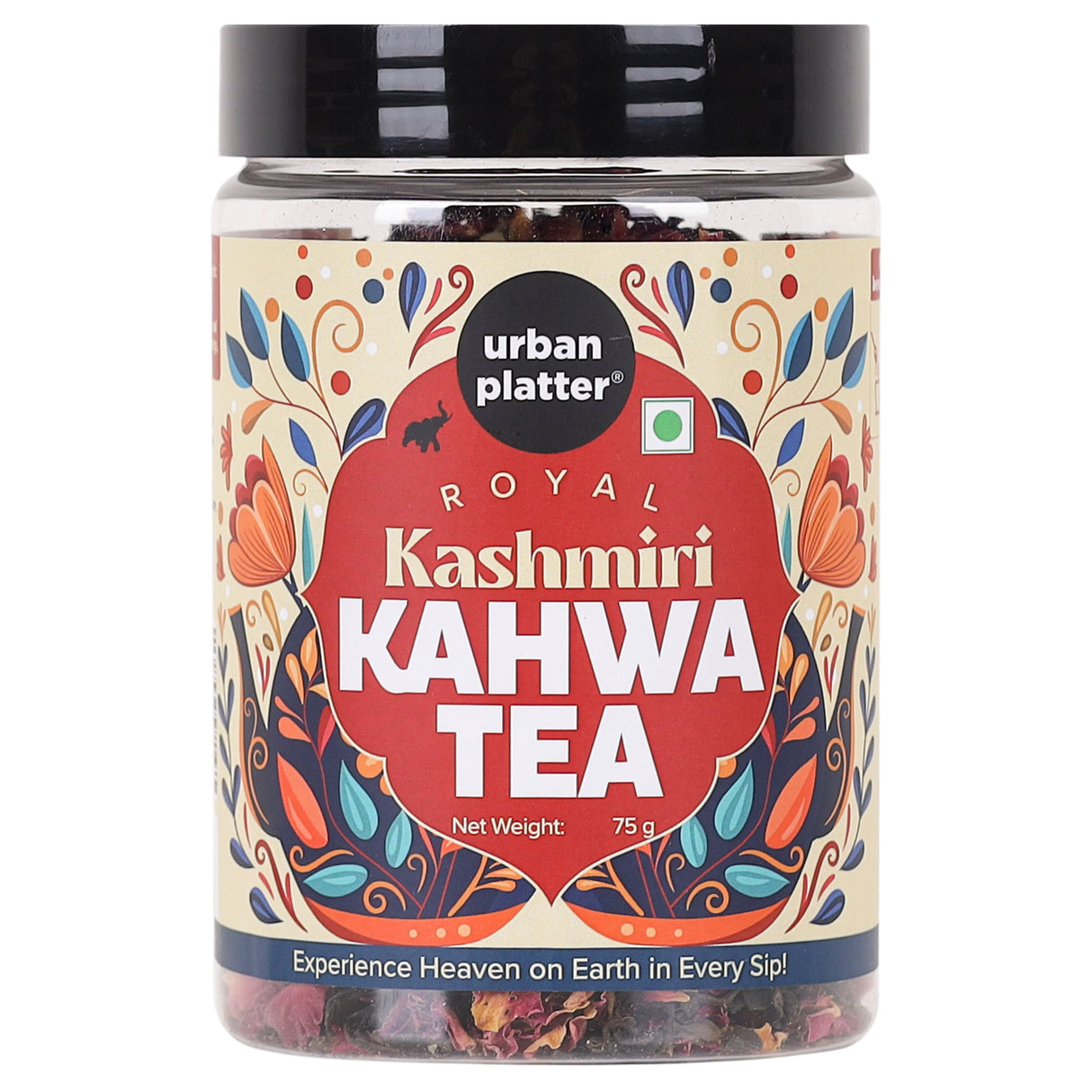 Royal Kashmiri Kahwa Tea, 75g (Saffron Infused Herbal Green Tea Blend with Spices | Aromatic, Refreshing & Perfect for Wellness)