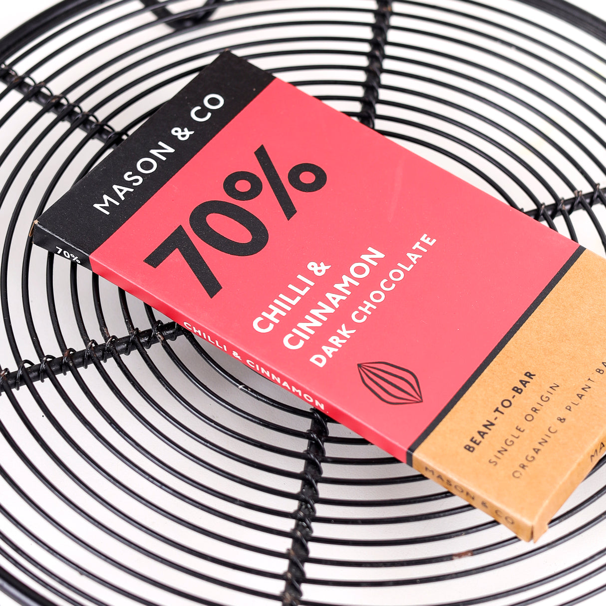 Mason & Co. 70% Chilli and Cinnamon Dark Organic Artisanal Chocolate Bar, 60g