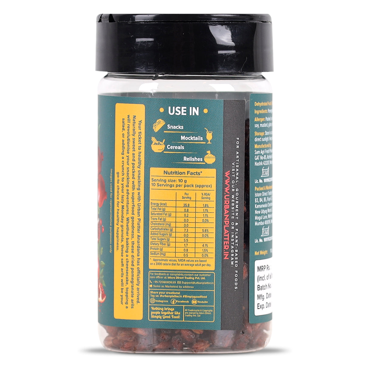 Anardana, 100g (Dried Pomegranate Arils, Healthy Snacks, Naturally sweet, Superfood goodness)