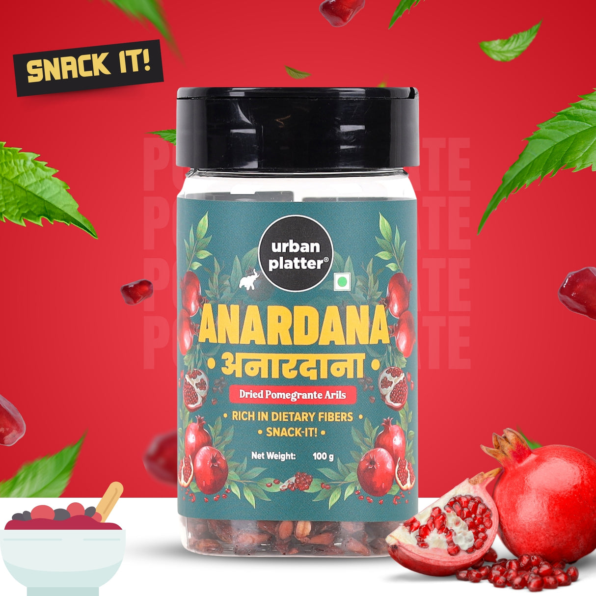 Anardana, 100g (Dried Pomegranate Arils, Healthy Snacks, Naturally sweet, Superfood goodness)