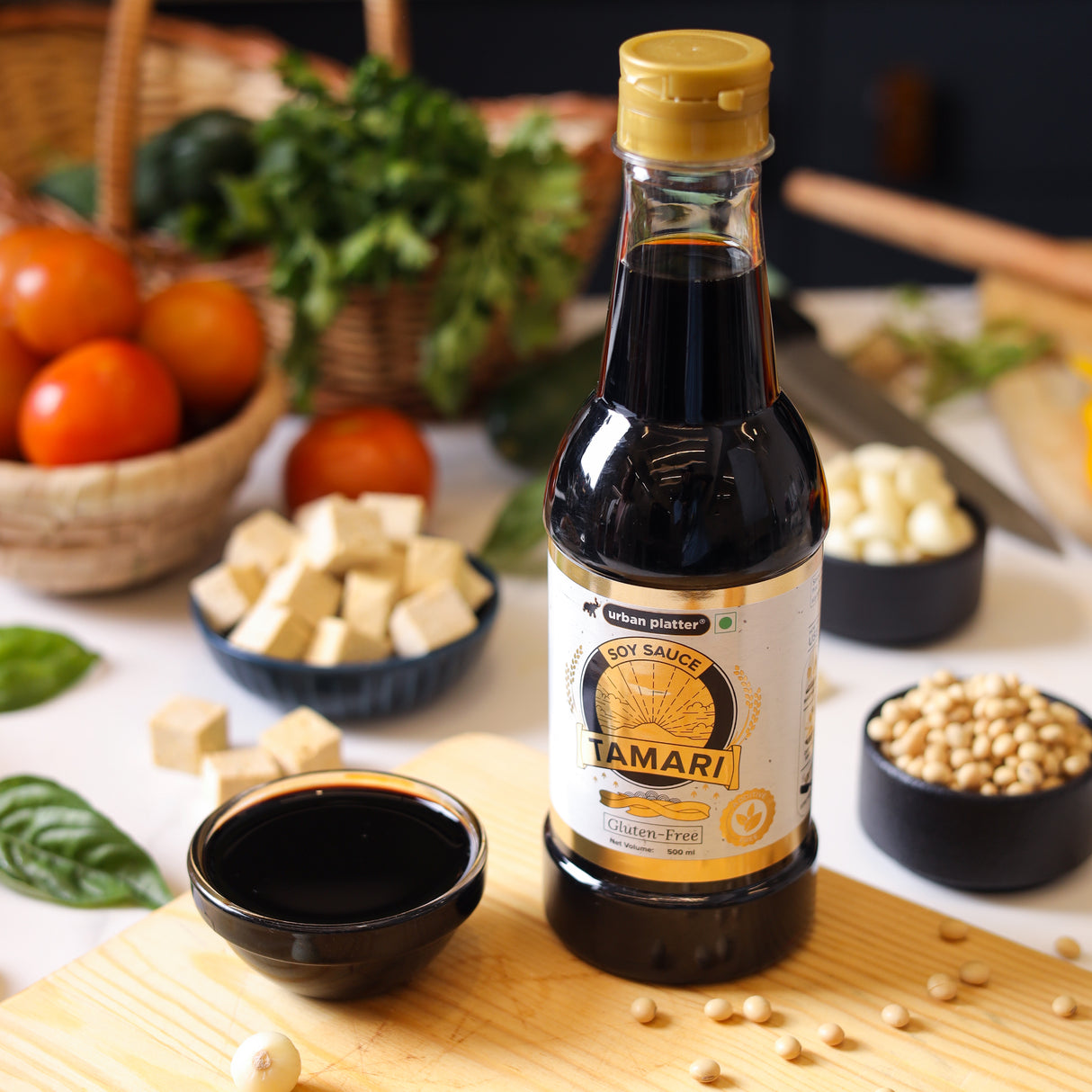 Urban Platter Tamari Soy Sauce, 500ml (Traditionally Brewed from Soya Beans | Asian Gluten-free Umami Seasoning | Clean-label)