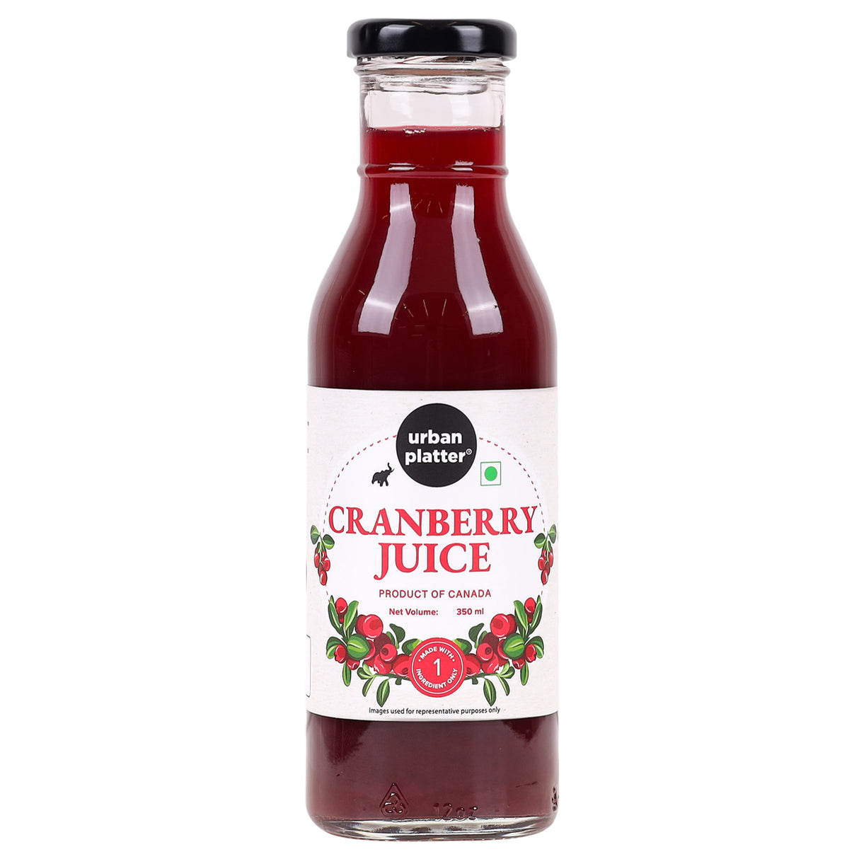 Urban Platter 100% Canadian Cranberry Juice, 350ml | No Added Sugar, Preservative-Free | Antioxidant-Rich, Supports UTI Health | Ideal for Cocktails & Mocktails