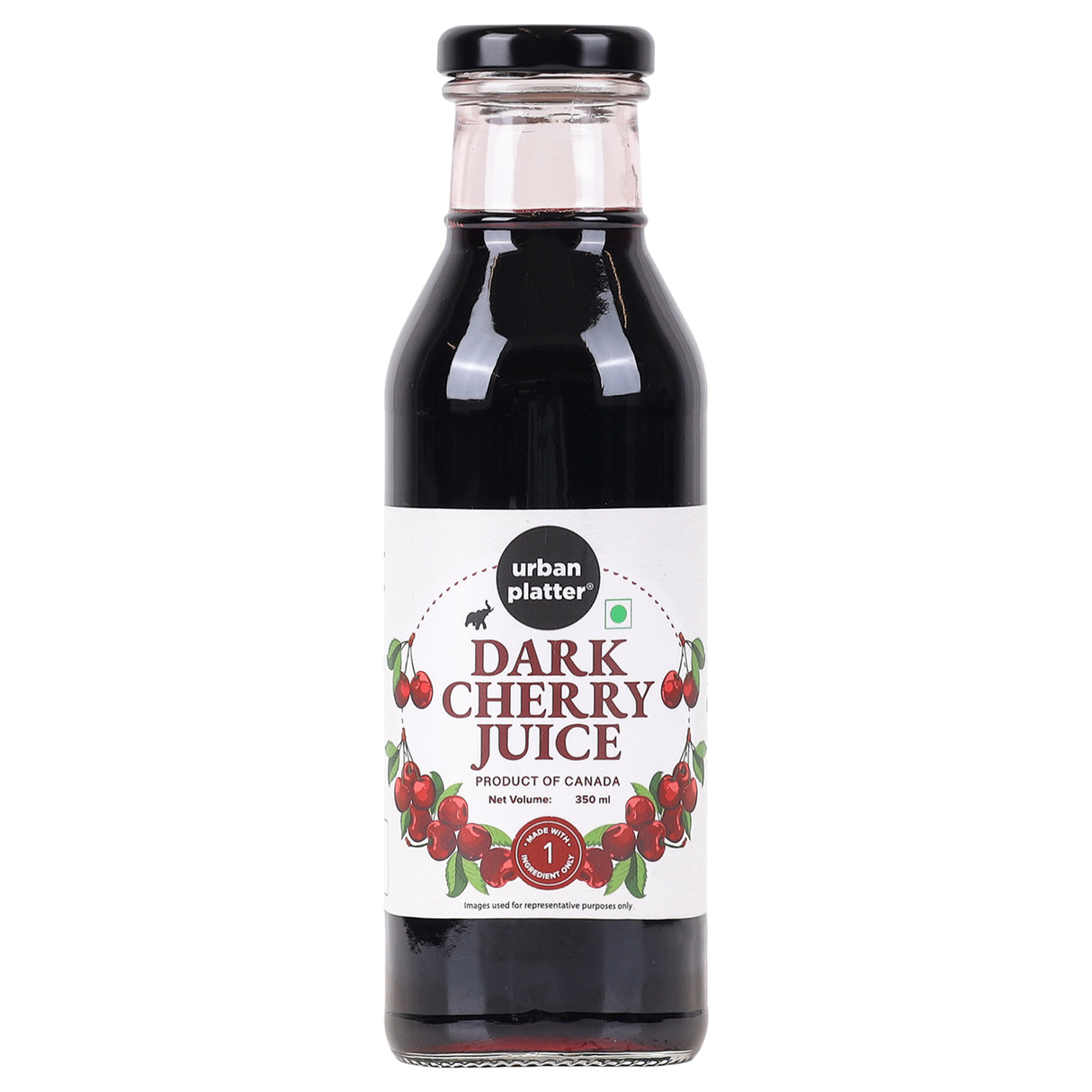 Urban Platter Pure Canadian Dark Cherry Juice, 350ml (Unsweetened | Supports Sleep, Recovery, Joint Health | Antioxidant Powerhouse | Preservative-Free)
