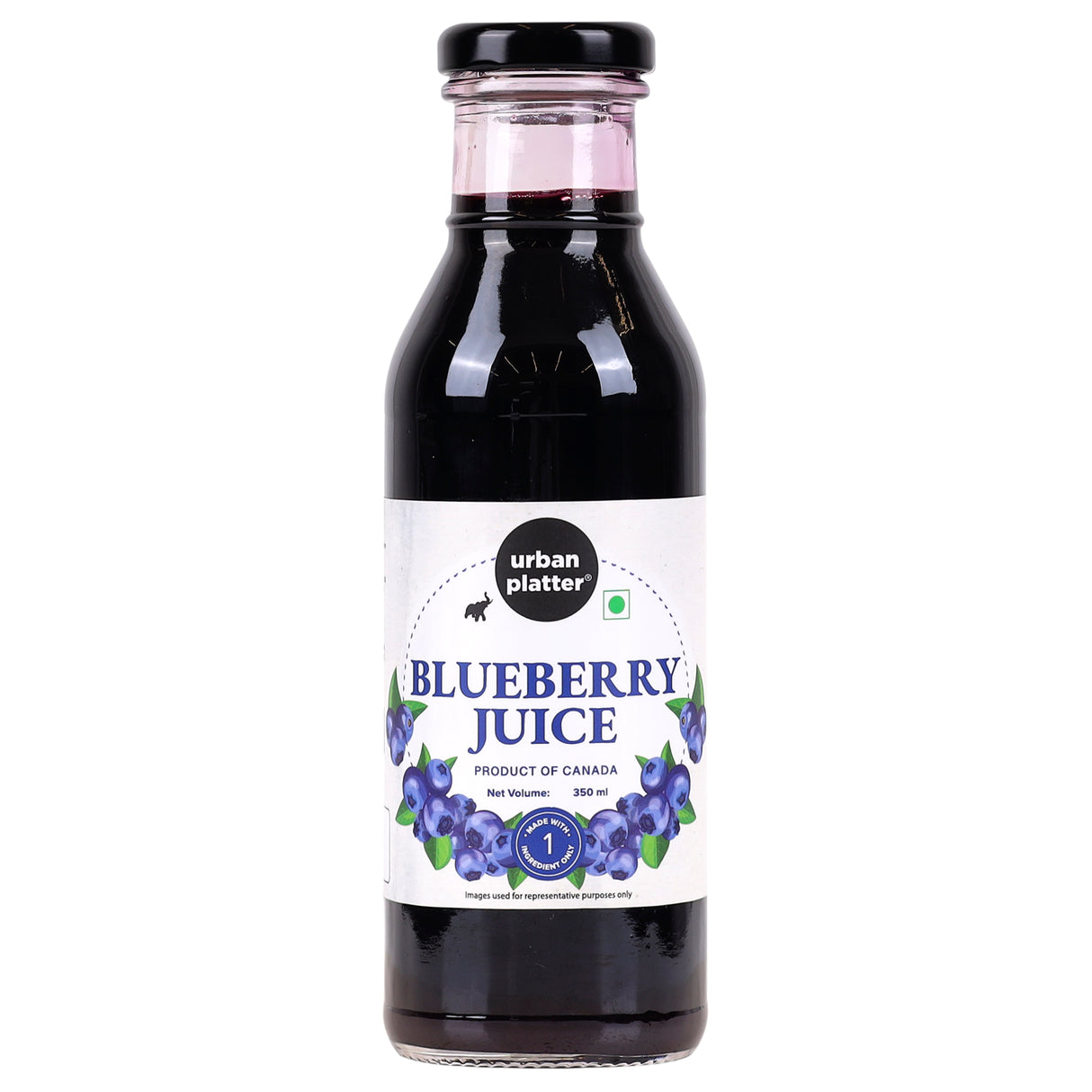 Urban Platter Pure Canadian Blueberry Juice, 350ml (Unsweetened | Supports Brain, Heart, Immune Health | Antioxidant Powerhouse)
