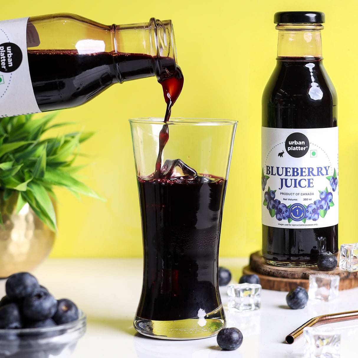Urban Platter Pure Canadian Blueberry Juice, 350ml (Unsweetened | Supports Brain, Heart, Immune Health | Antioxidant Powerhouse)