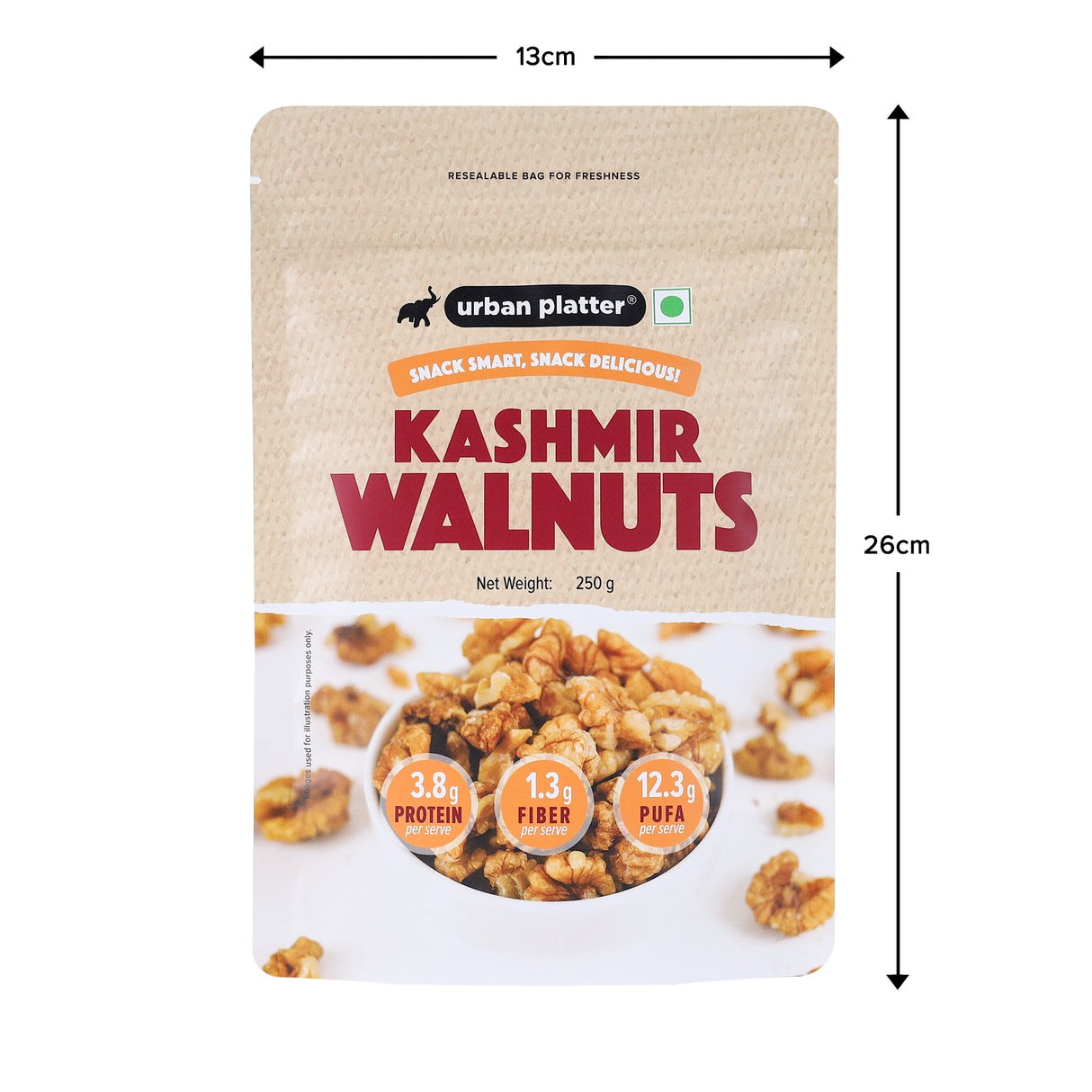 Urban Platter Kashmir Walnut Kernels, 250g (Shelled Halves | Akhrot Giri | Grown in India | Rich in Omega-3 & Antioxidants)