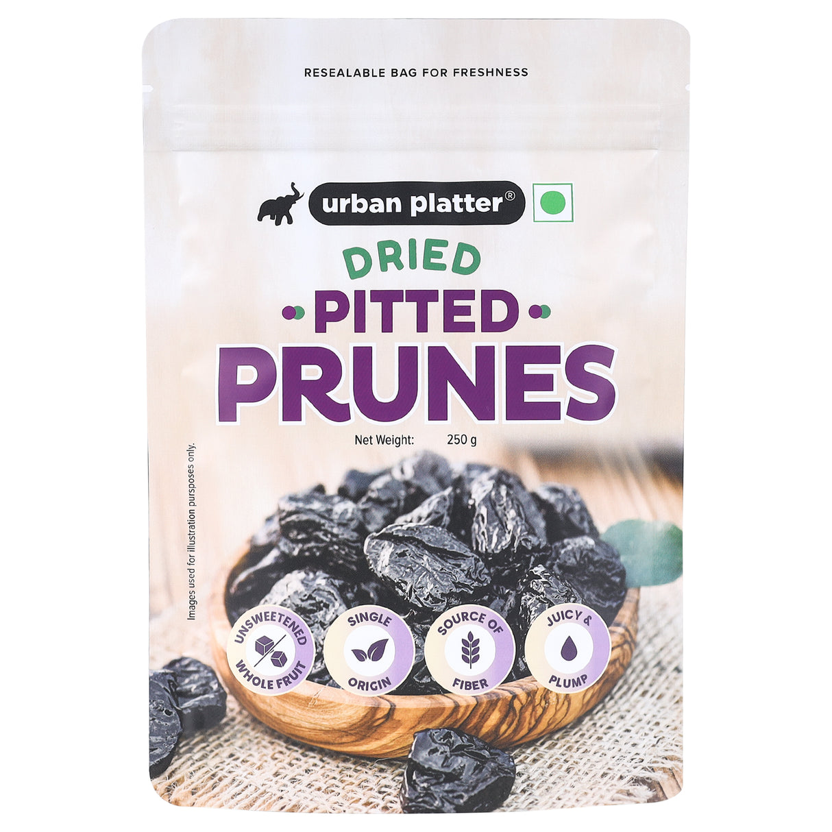 Urban Platter Pitted California Prunes, 250g (Dried Plums | Unsweetened | Rich in fibre | Great for Digestion)