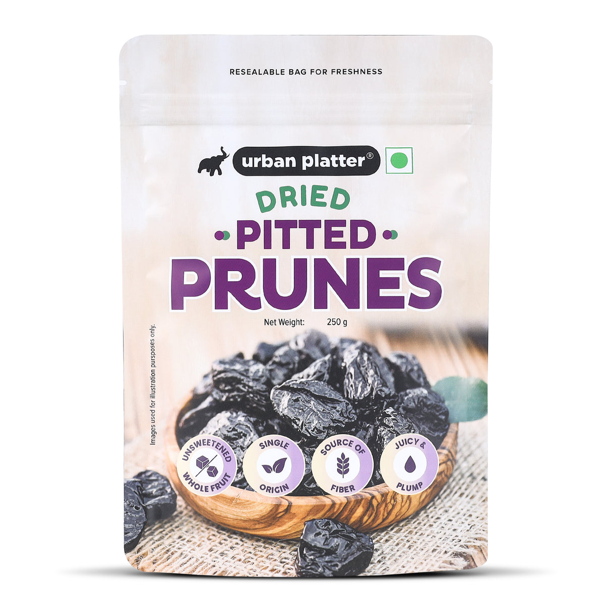 Urban Platter Pitted California Prunes, 250g (Dried Plums | Unsweetened | Rich in fibre | Great for Digestion)