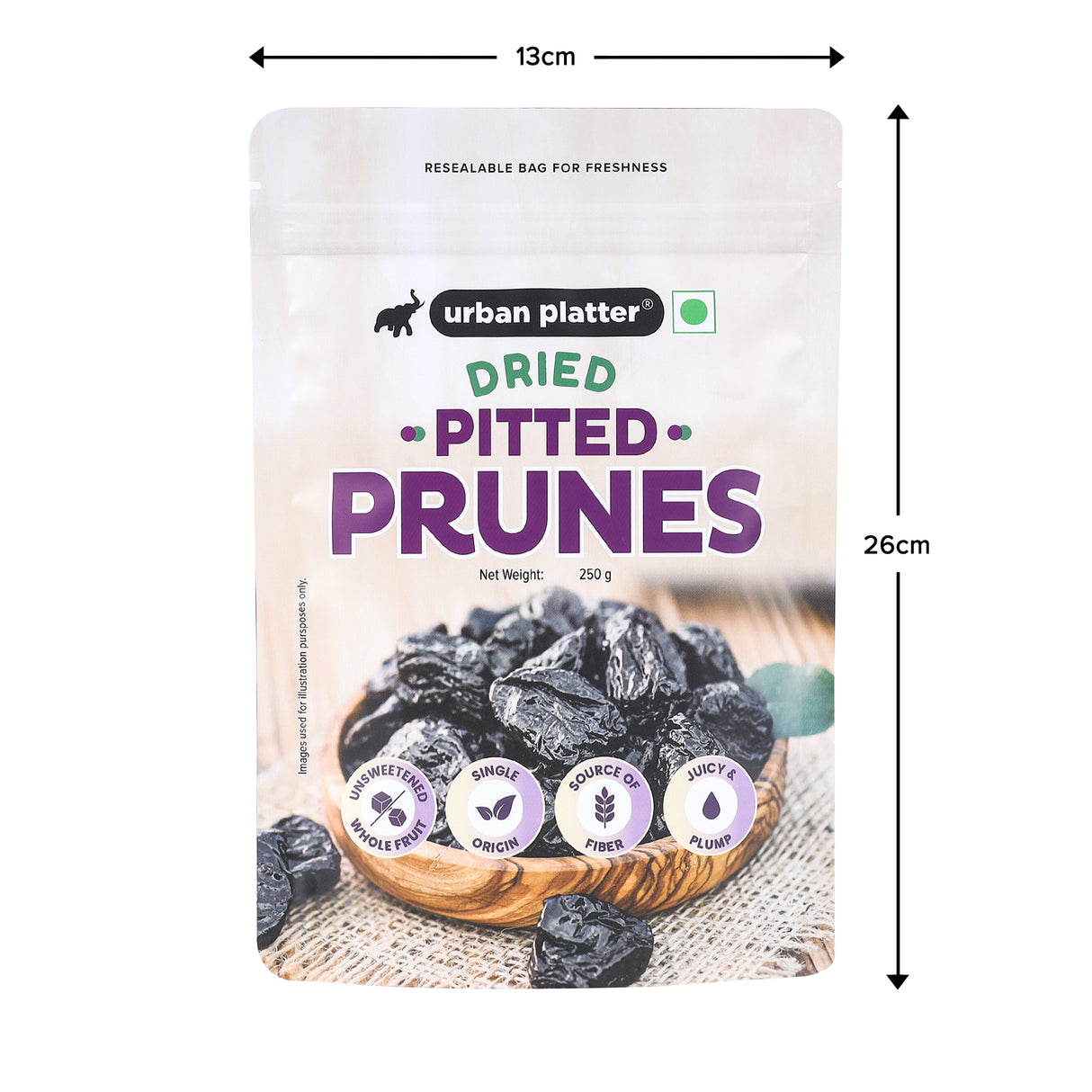 Urban Platter Pitted California Prunes, 250g (Dried Plums | Unsweetened | Rich in fibre | Great for Digestion)