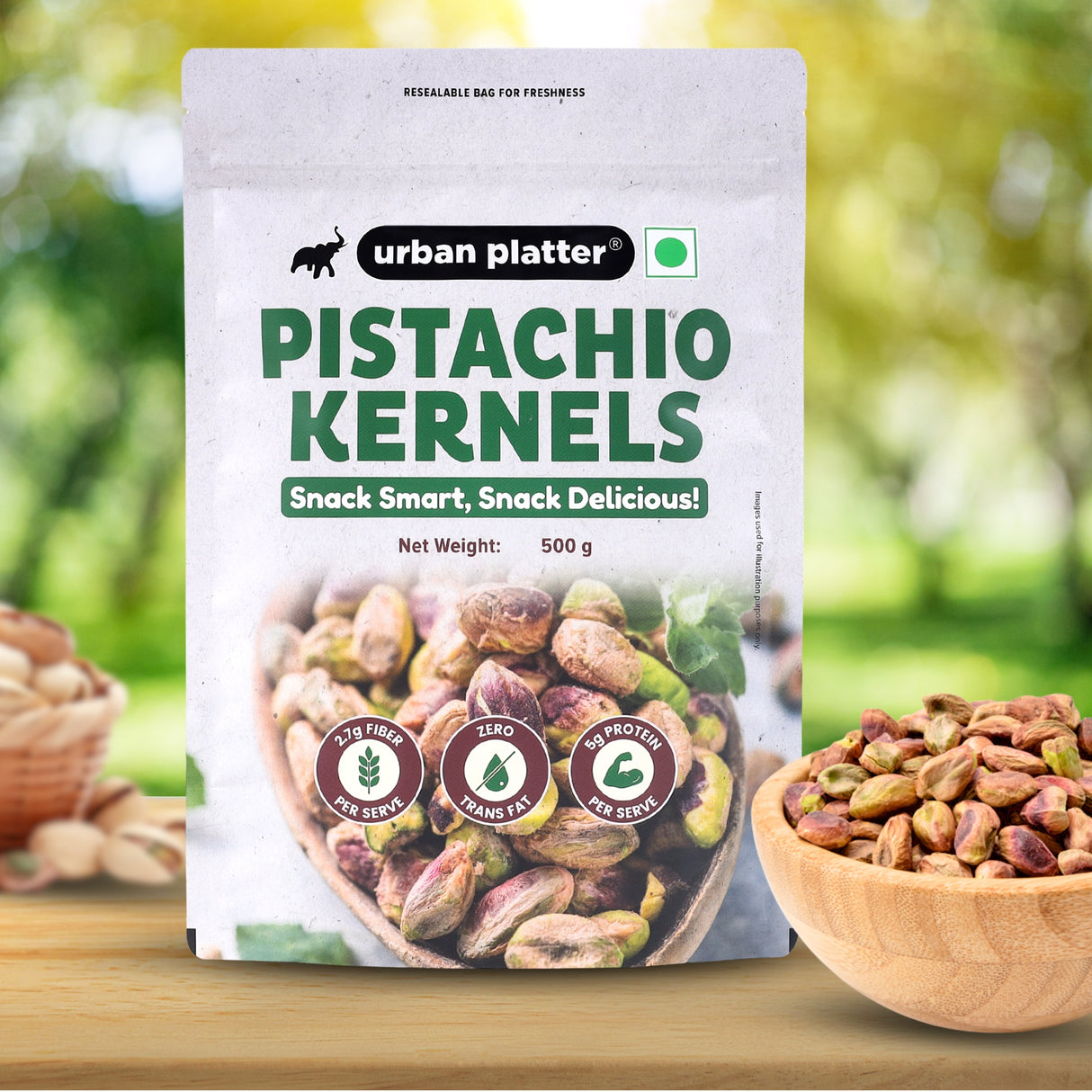 Urban Platter Pistachio Kernels, 500g (Shell Removed Pista | Unroasted and Unsalted | fibre & Protein-Rich | Heart-Healthy Snack)