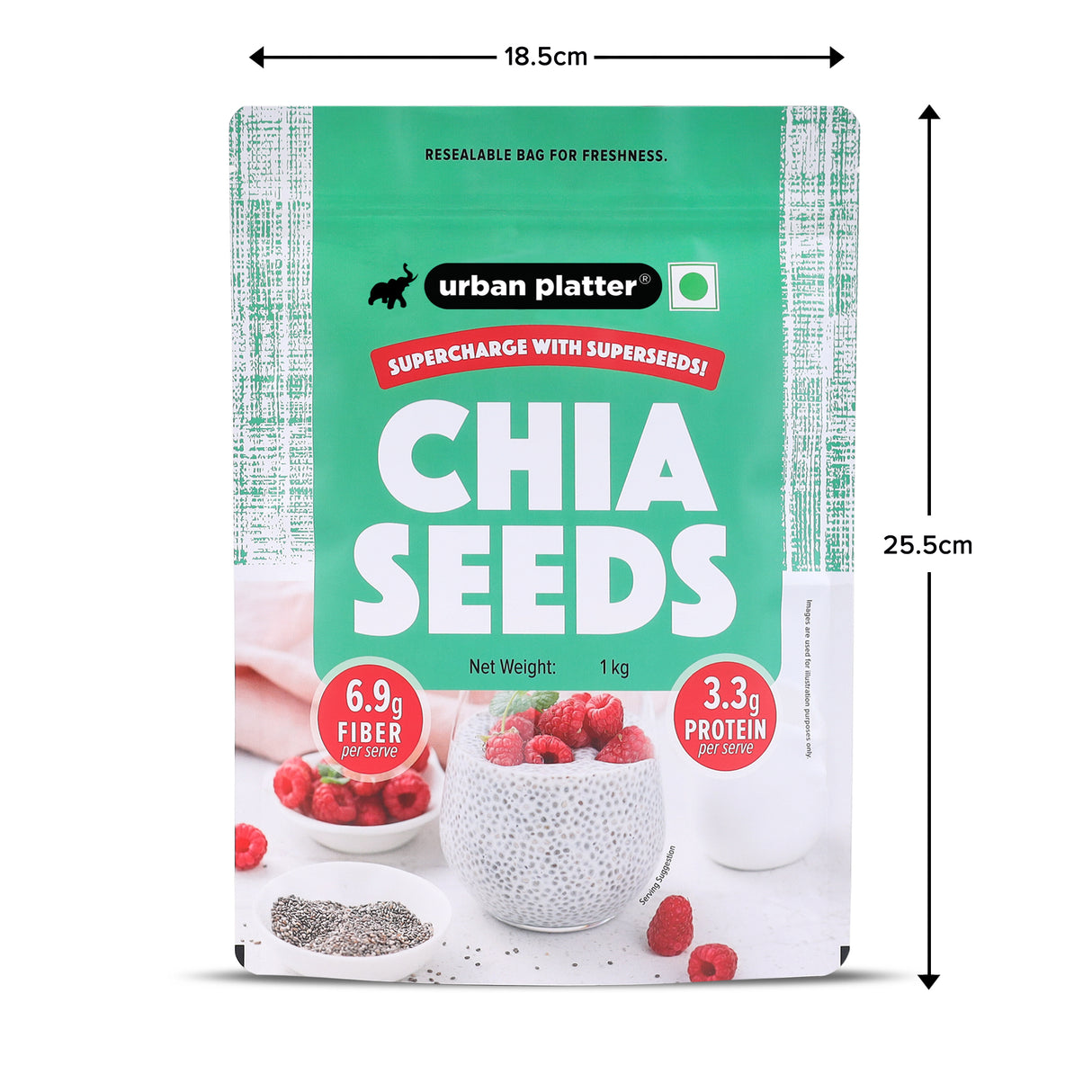 Urban Platter Black Chia Seeds, 1kg (Rich in Omega-3, Fibre & Protein | Superfood)