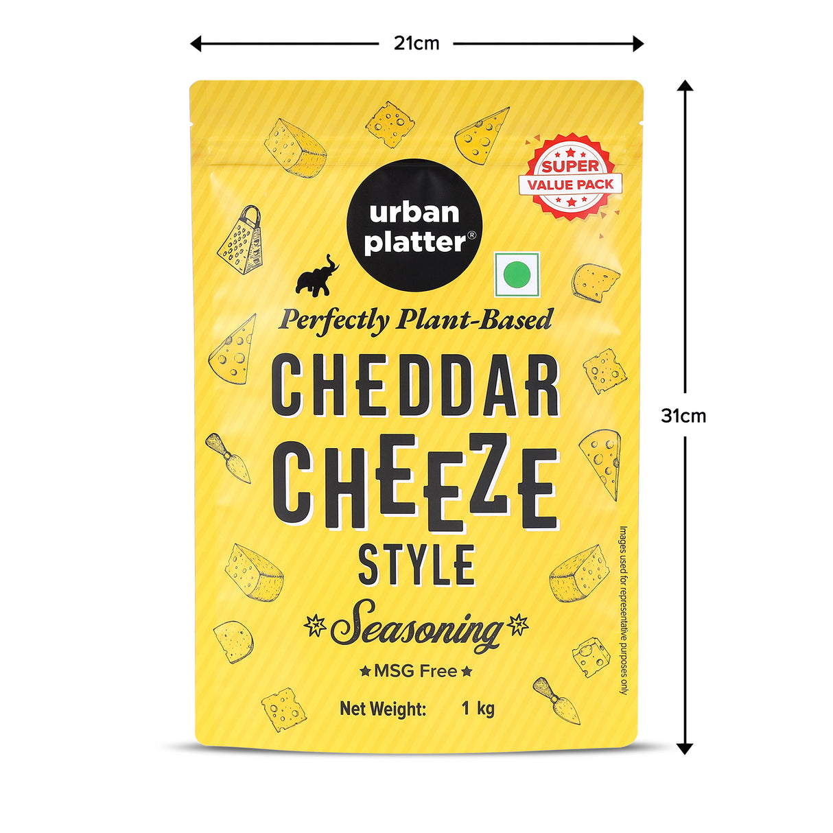 Cheddar Cheese Style Seasoning, 1 kg (Perfectly Plant-based | Ideal for Pop Corn, Fries, Pasta, and more | Super-Value pack)