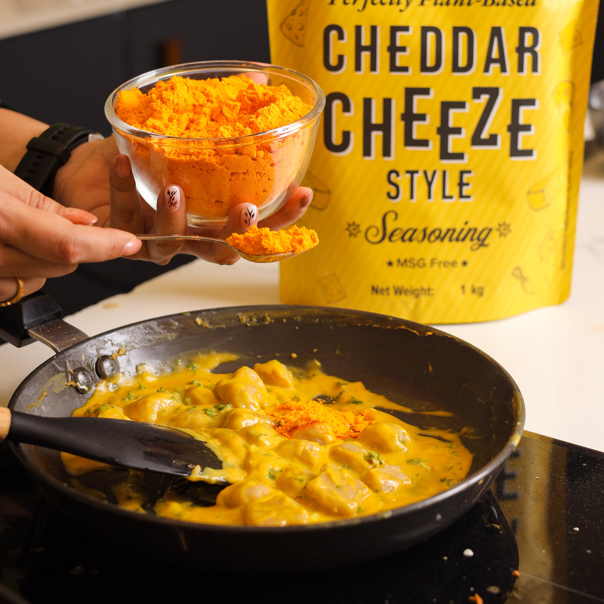Cheddar Cheese Style Seasoning, 1 kg (Perfectly Plant-based | Ideal for Pop Corn, Fries, Pasta, and more | Super-Value pack)