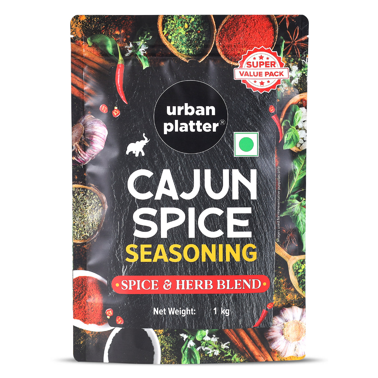 Urban Platter Cajun Spice Seasoning, 1 kg (Bold Blend of French, African and Southern American Flavours | Spicy and Aromatic | Great for Fries, Grills and Stir-Fries | Super-Value Pack)