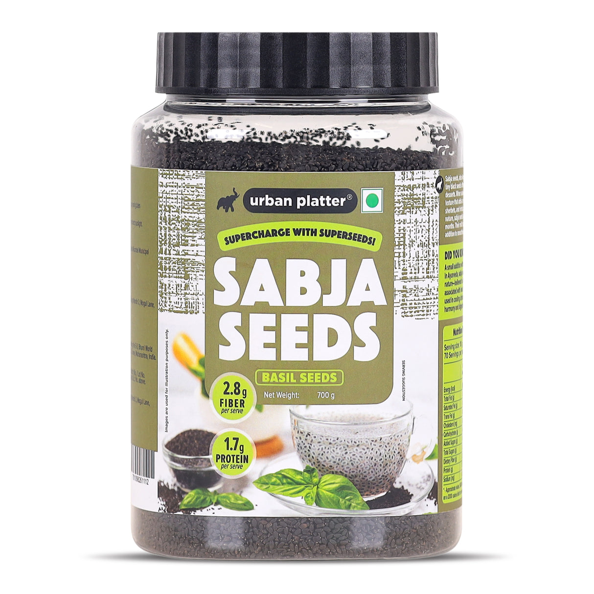 Urban Platter Basil Seeds (Sabja) Jar, 700g