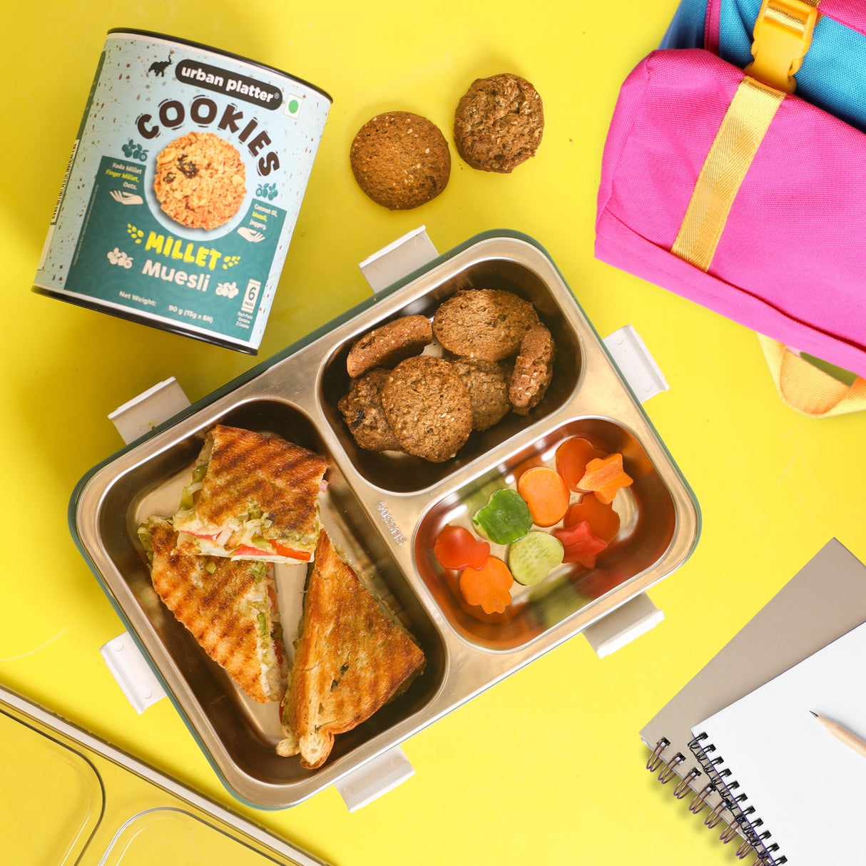 Urban Platter Millet Muesli Cookies, 90g (15g x 6N) (Made with Millets & Oats | Gluten-free | Refined Sugar-free | Preservative-free)