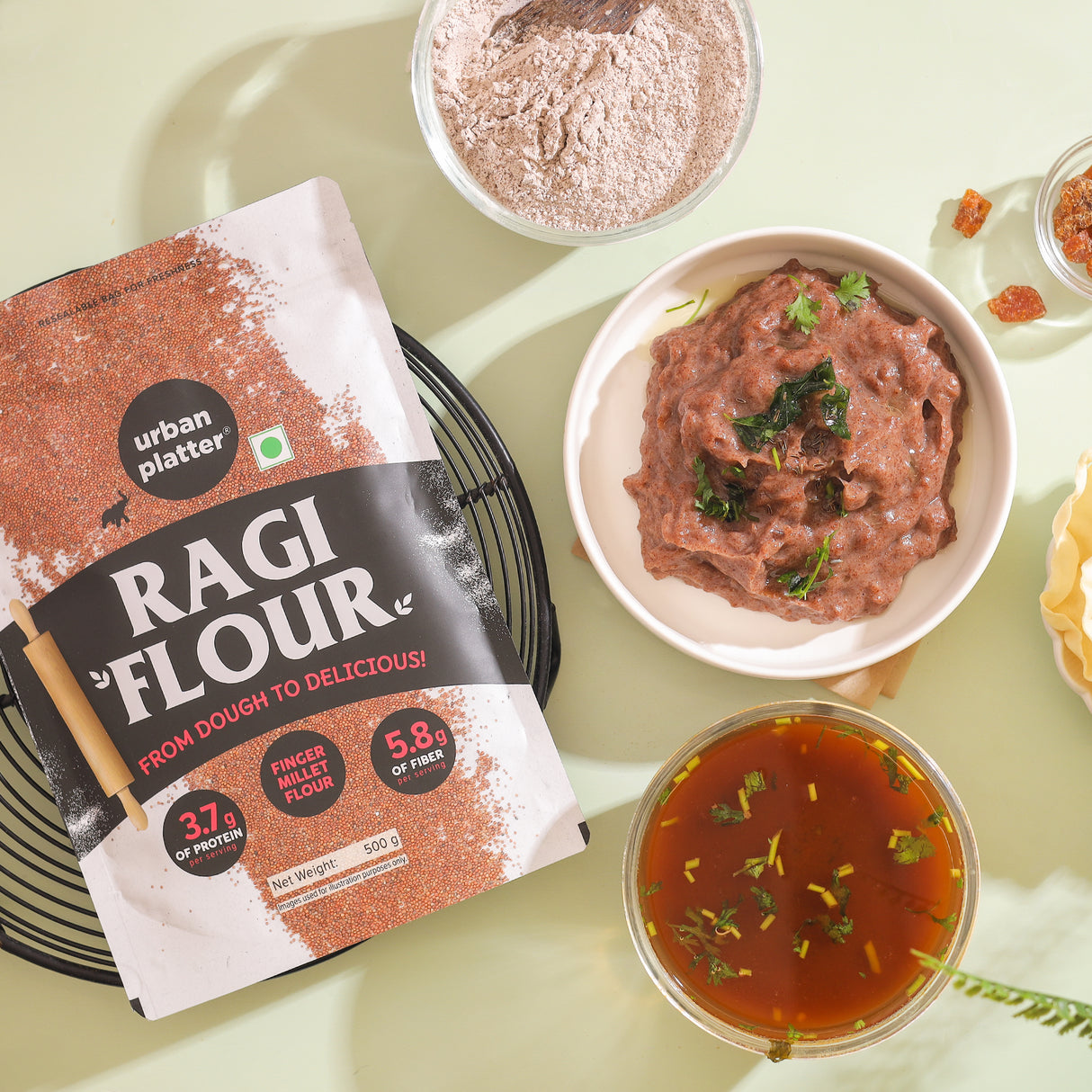 Urban Platter Ragi Flour, 500g (Nachni Atta | Finger Millet Flour | Ancient Supergrain | Good Source of Calcium, Iron and Fibre)