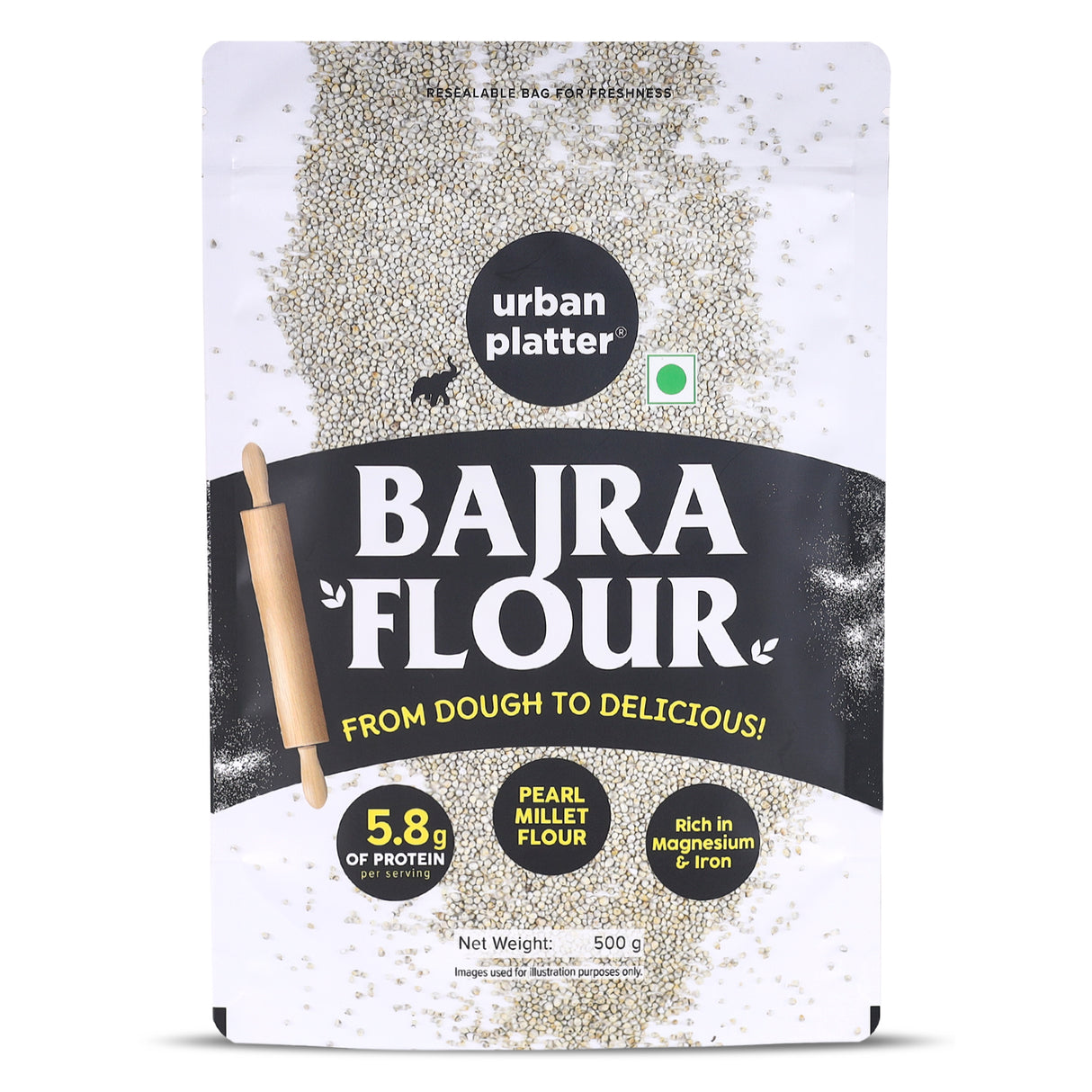 Urban Platter Bajra Flour, 500g (Pearl Millet Flour | Ancient Supergrain | Good Source of Iron, Fibre and Protein)