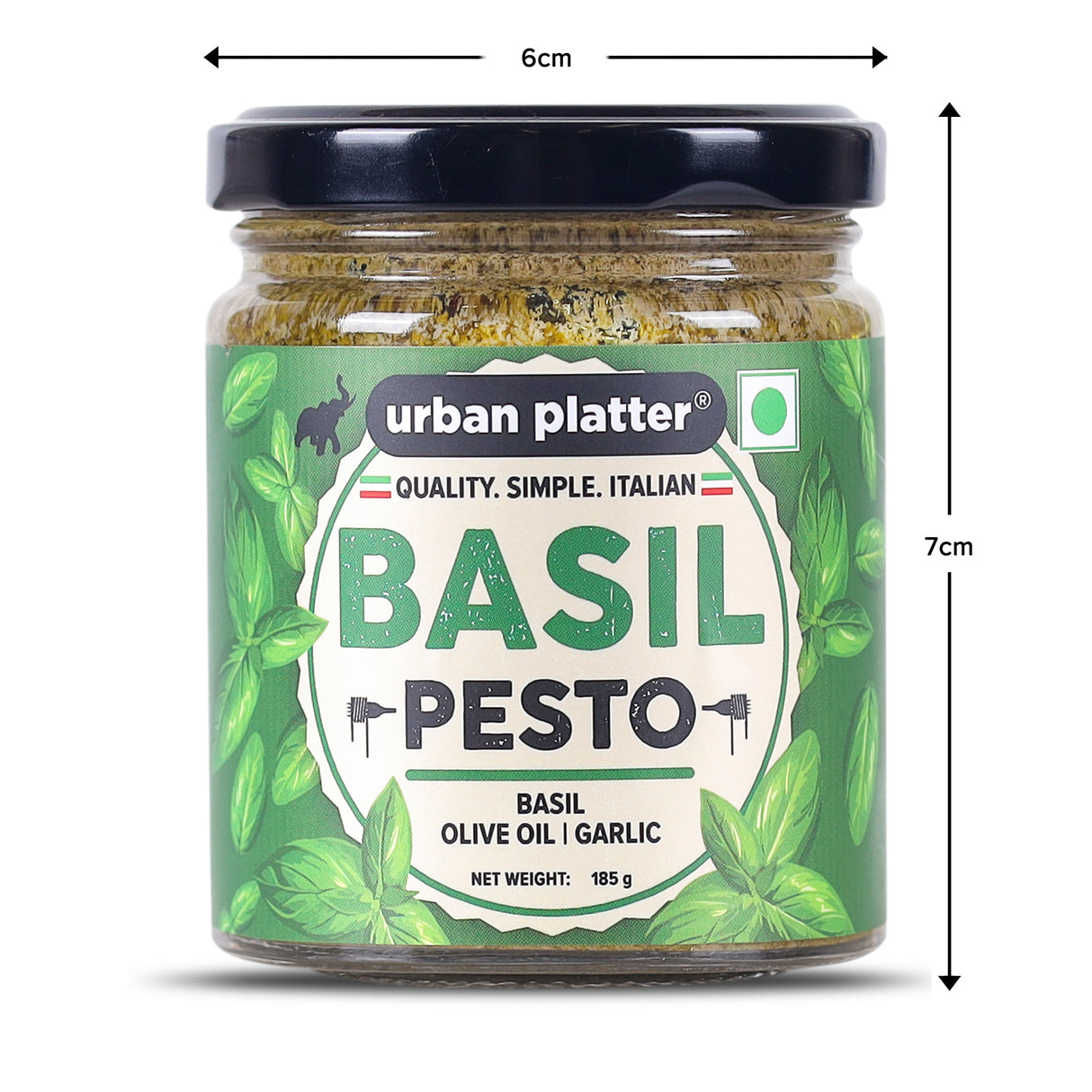 Basil Pesto, 185g (Plant Based, Preservative-free, Italian Inspired Pasta Sauce & Spread, Ready-to-Use)