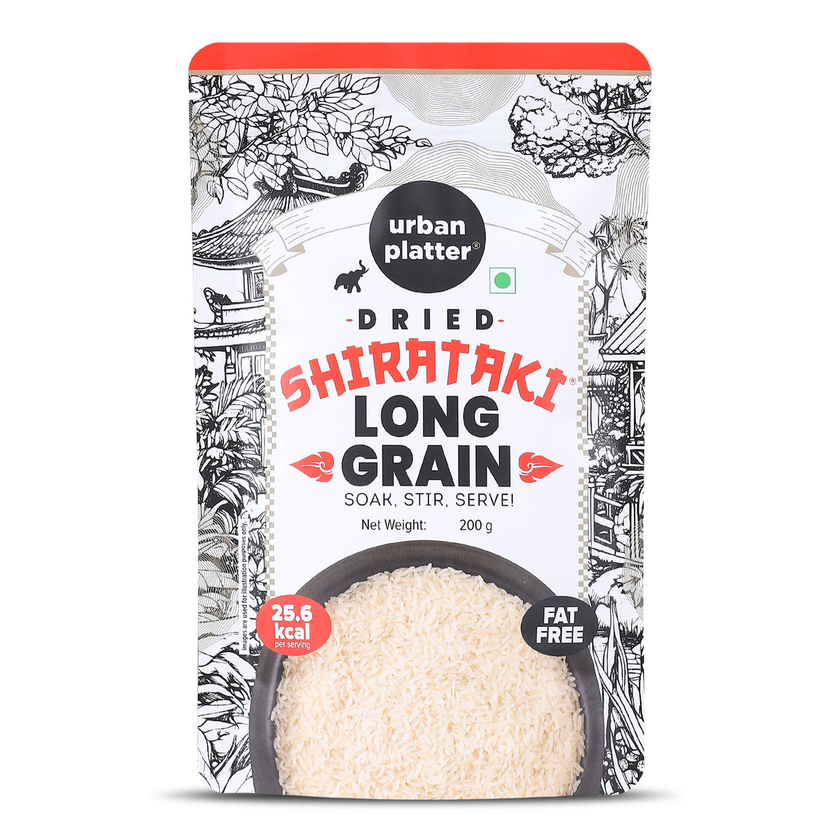 Urban Platter Dried Shirataki Rice, 200g (Konjac-Based | Just Soak and eat | Low-Calorie Rice Alternative | Keto-Friendly)