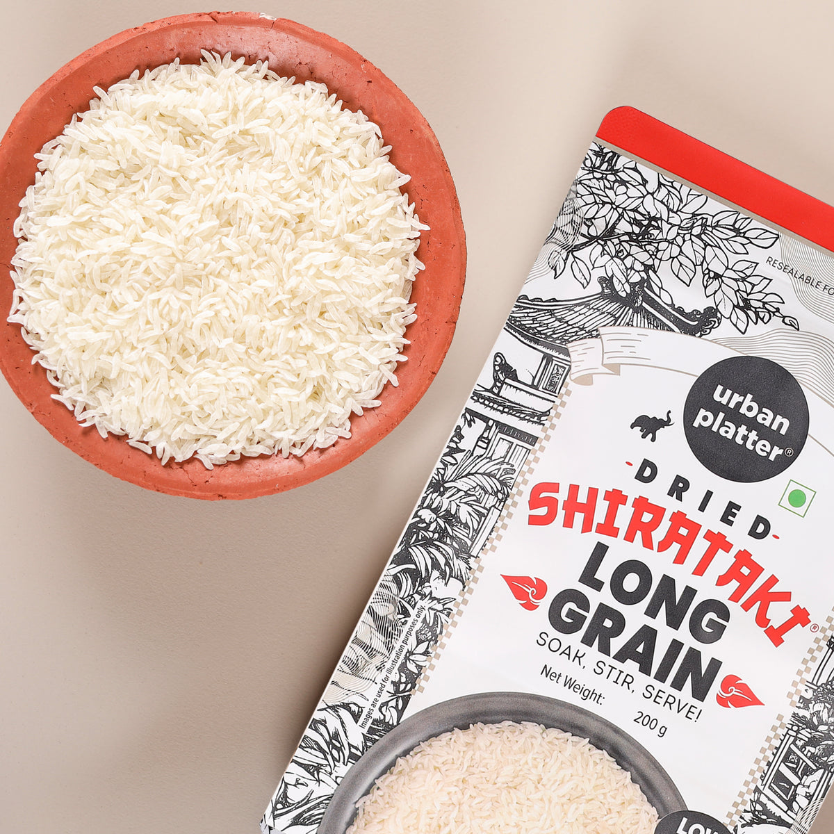 Dried Shirataki Rice, 200g ( Konjac-Based Rice Alternative | Quick Preparation | For Fried Rice, Pulao & Rice Bowls)