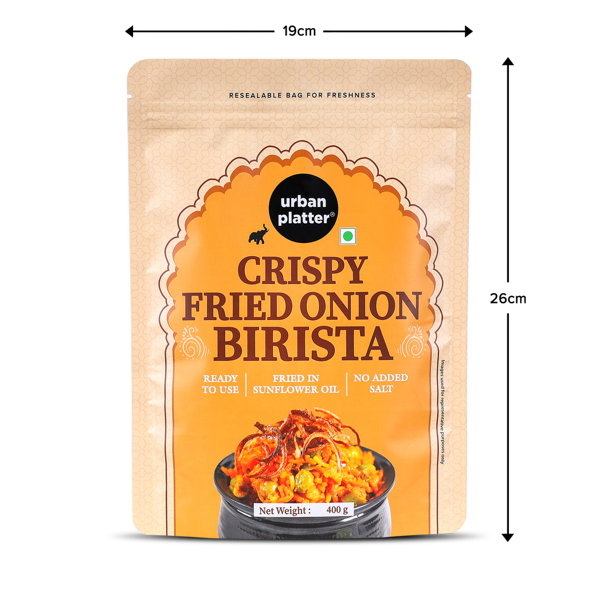 Urban Platter Crispy Fried Onion Birista, 400g (Fried in Sunflower Oil | No Added Salt | Preservative-Free | Ready to Use)