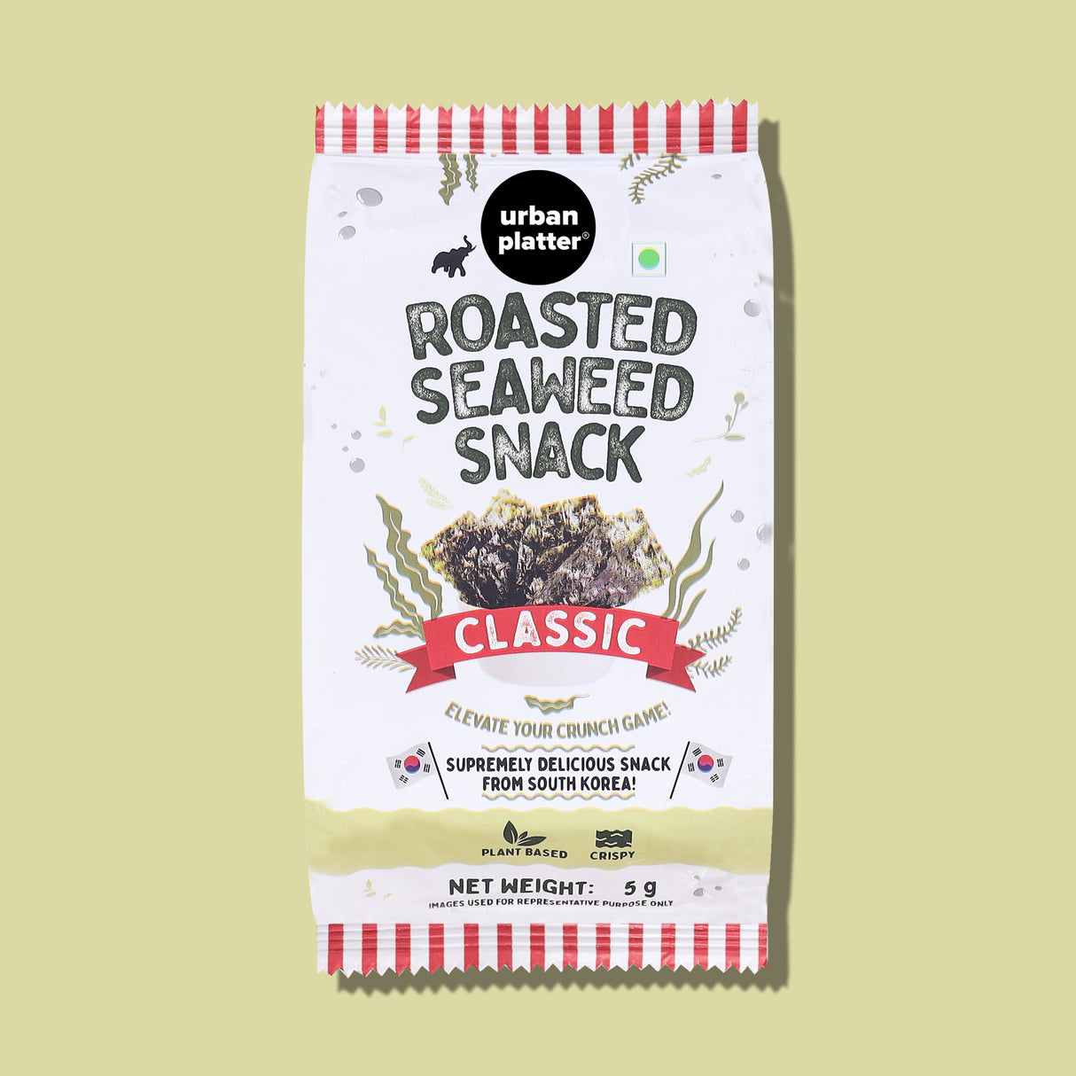 Urban Platter Roasted Seaweed Snack - Classic Sea Salt, 5g (Pack of 3, Ready to eat snack | Sugar Free | Crispy Umami Nori Chips)